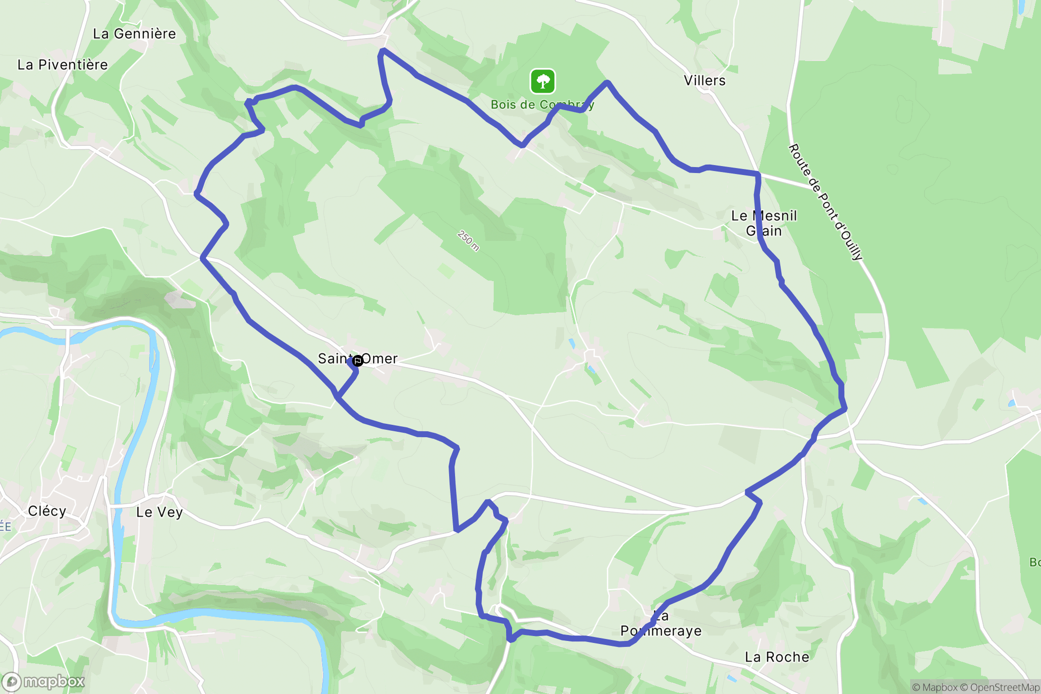 Saint-Omer : carte du parcours de randonnée - France