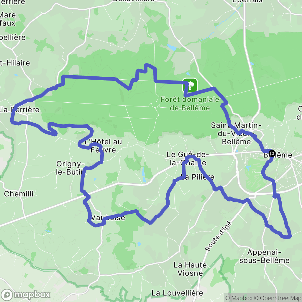 Bellême : carte du parcours de randonnée - France