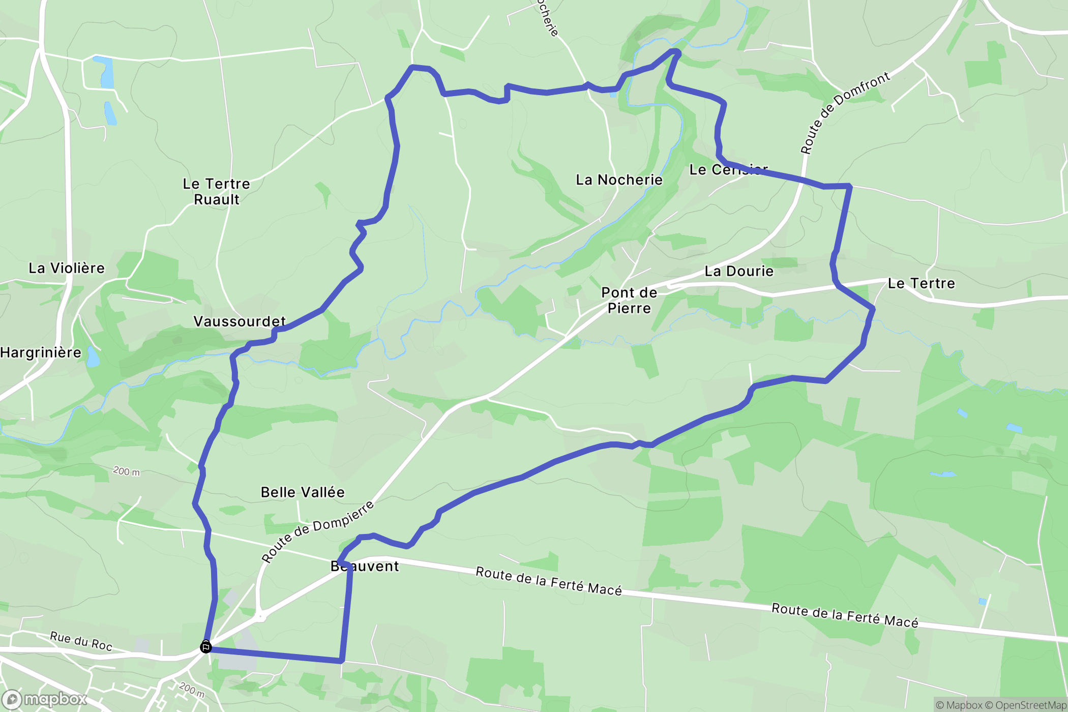 Domfront-en-Poiraie : carte du parcours de randonnée - France