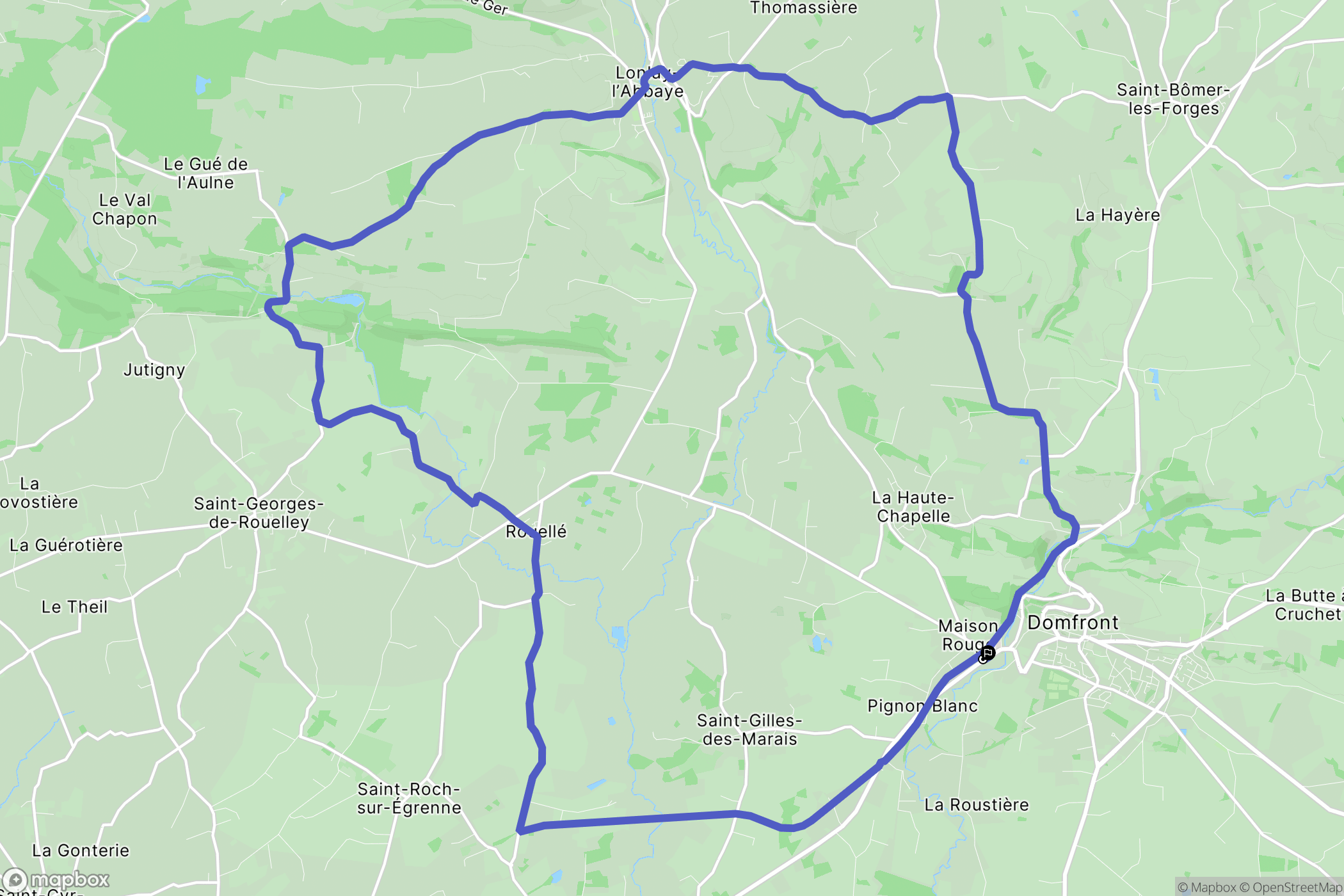 Domfront : carte du parcours de randonnée - France