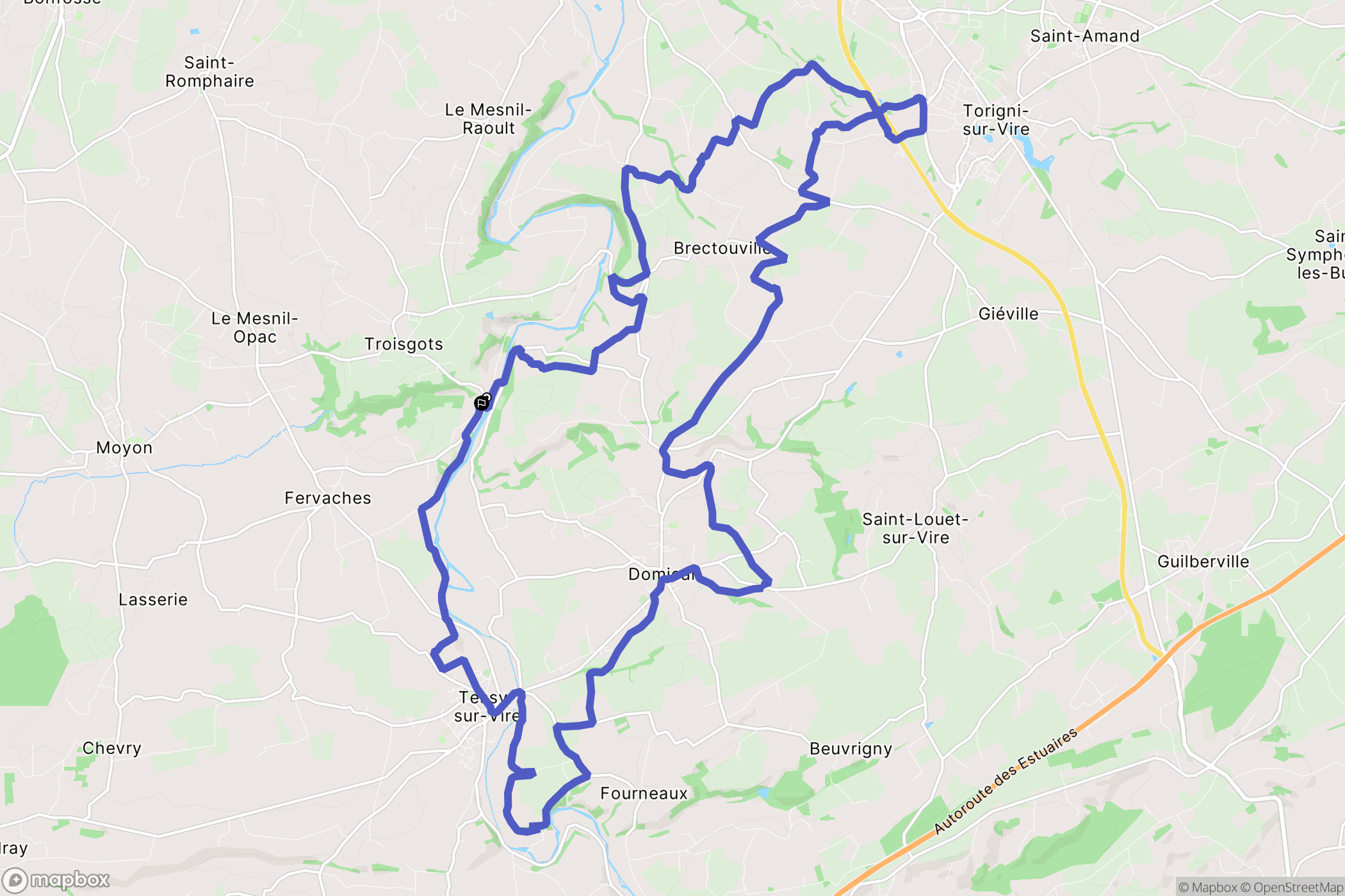 Condé sur Vire : carte du parcours de randonnée - France