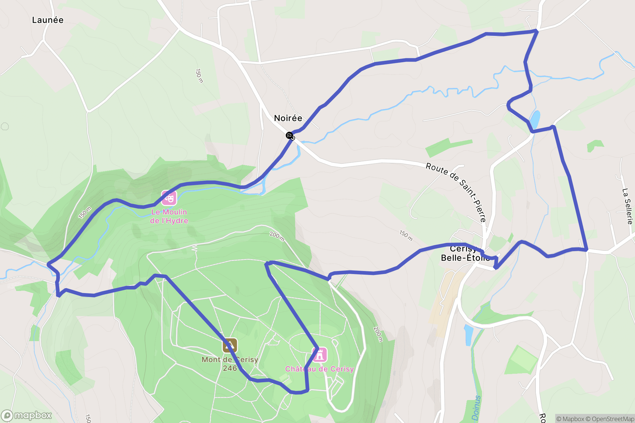 Cerisy-Belle-Etoile : carte du parcours de randonnée - France