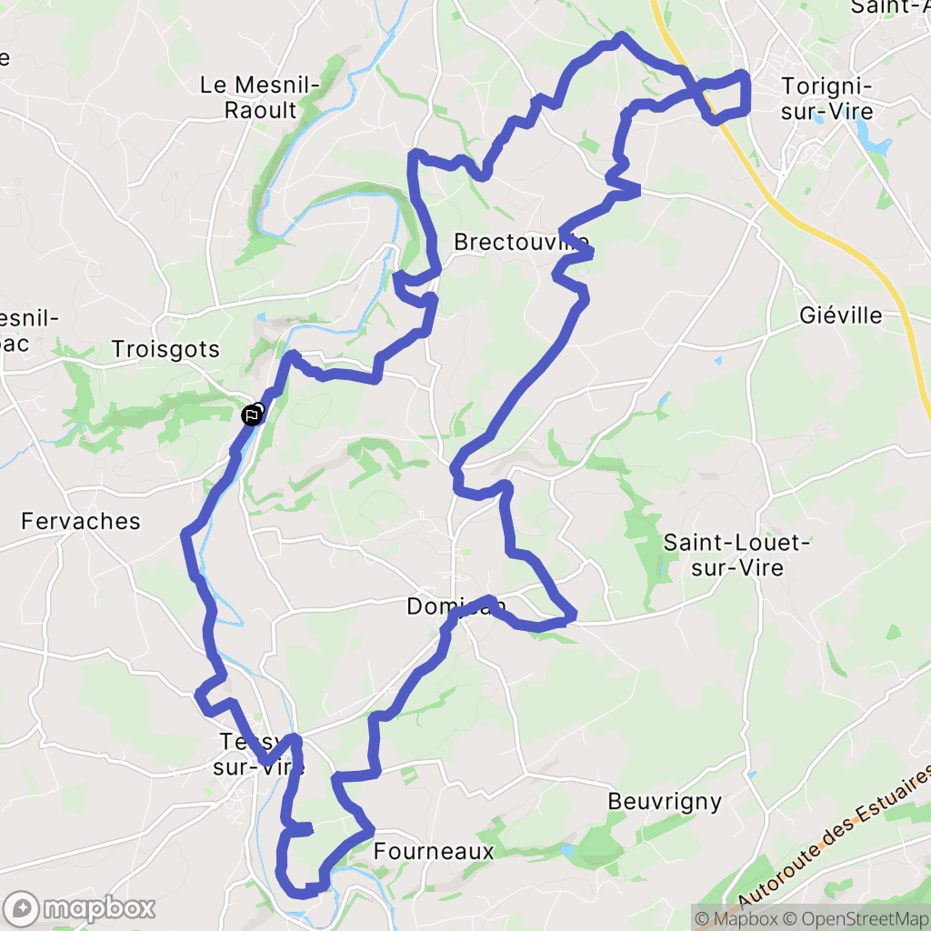 Condé sur Vire : carte du parcours de randonnée - France