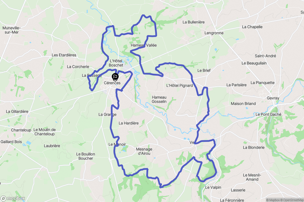 Cérences35/12 : carte du parcours de randonnée - France