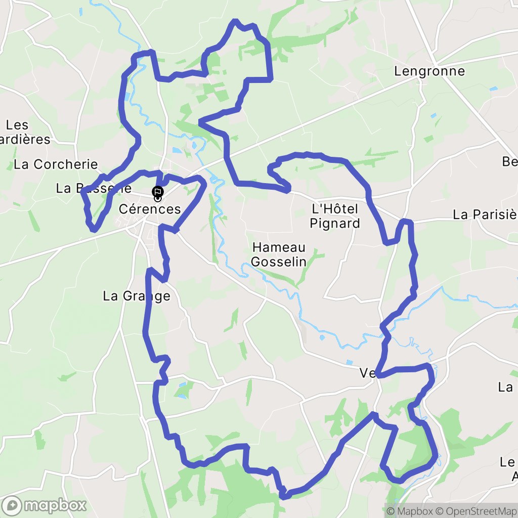 Cérences35/12 : carte du parcours de randonnée - France