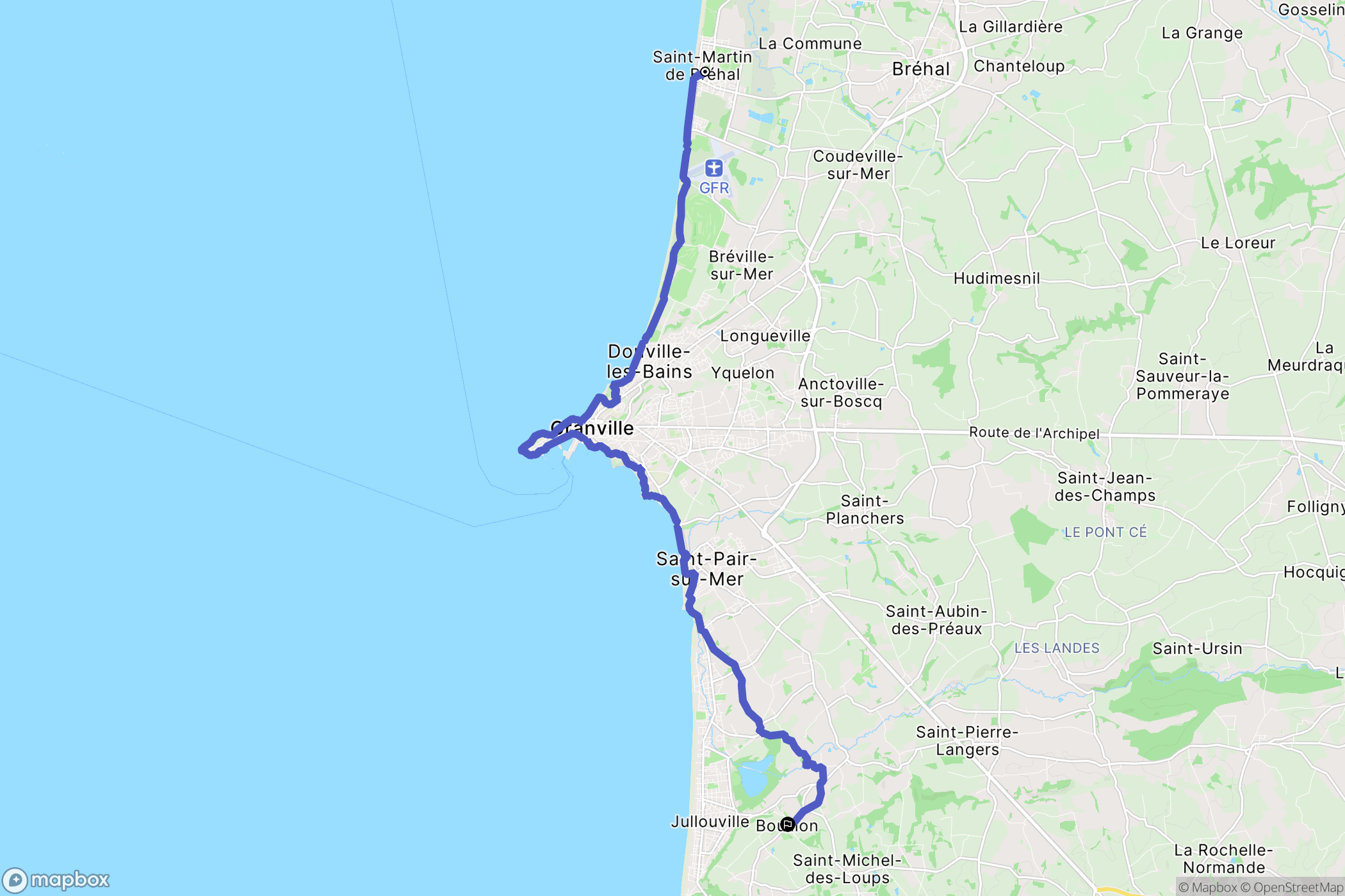 Saint-Martin-de-Bréhal : carte du parcours de randonnée - France