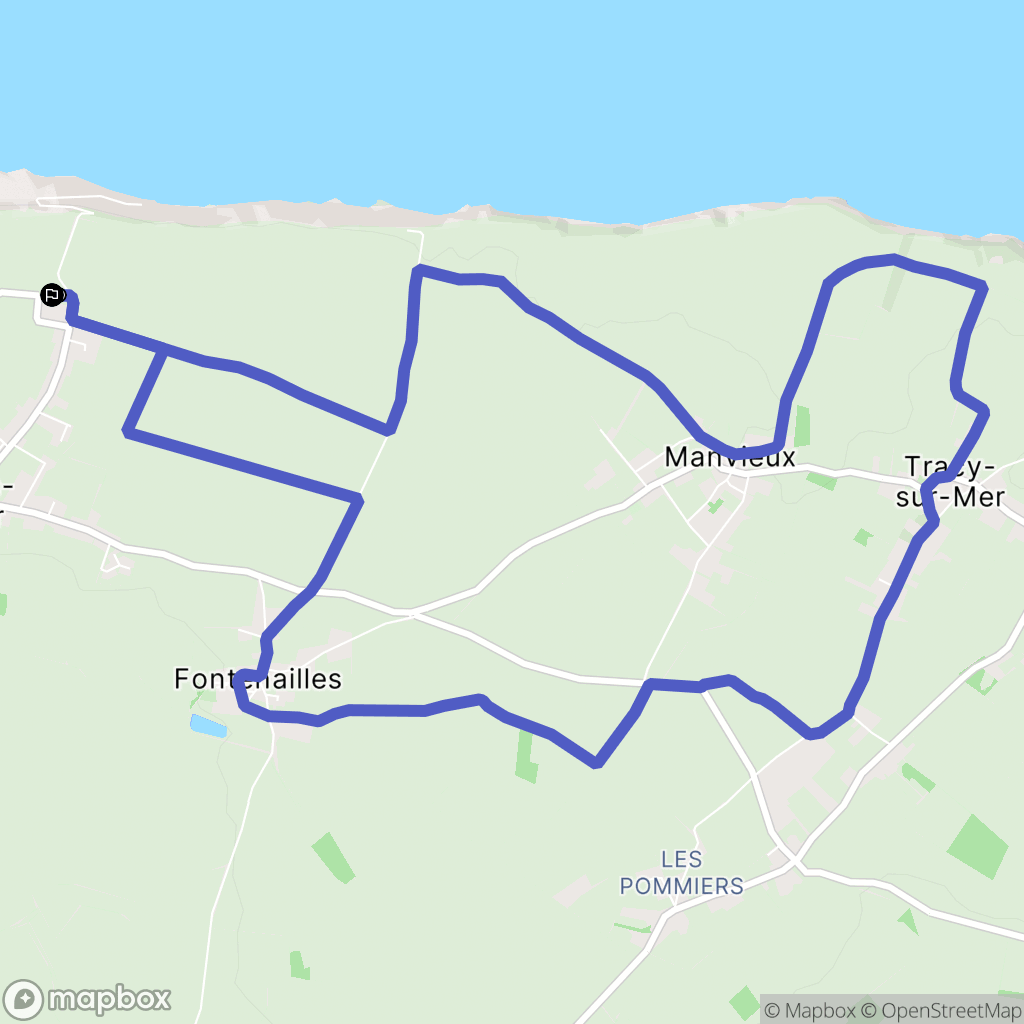Longues-sur-Mer : carte du parcours de randonnée - France