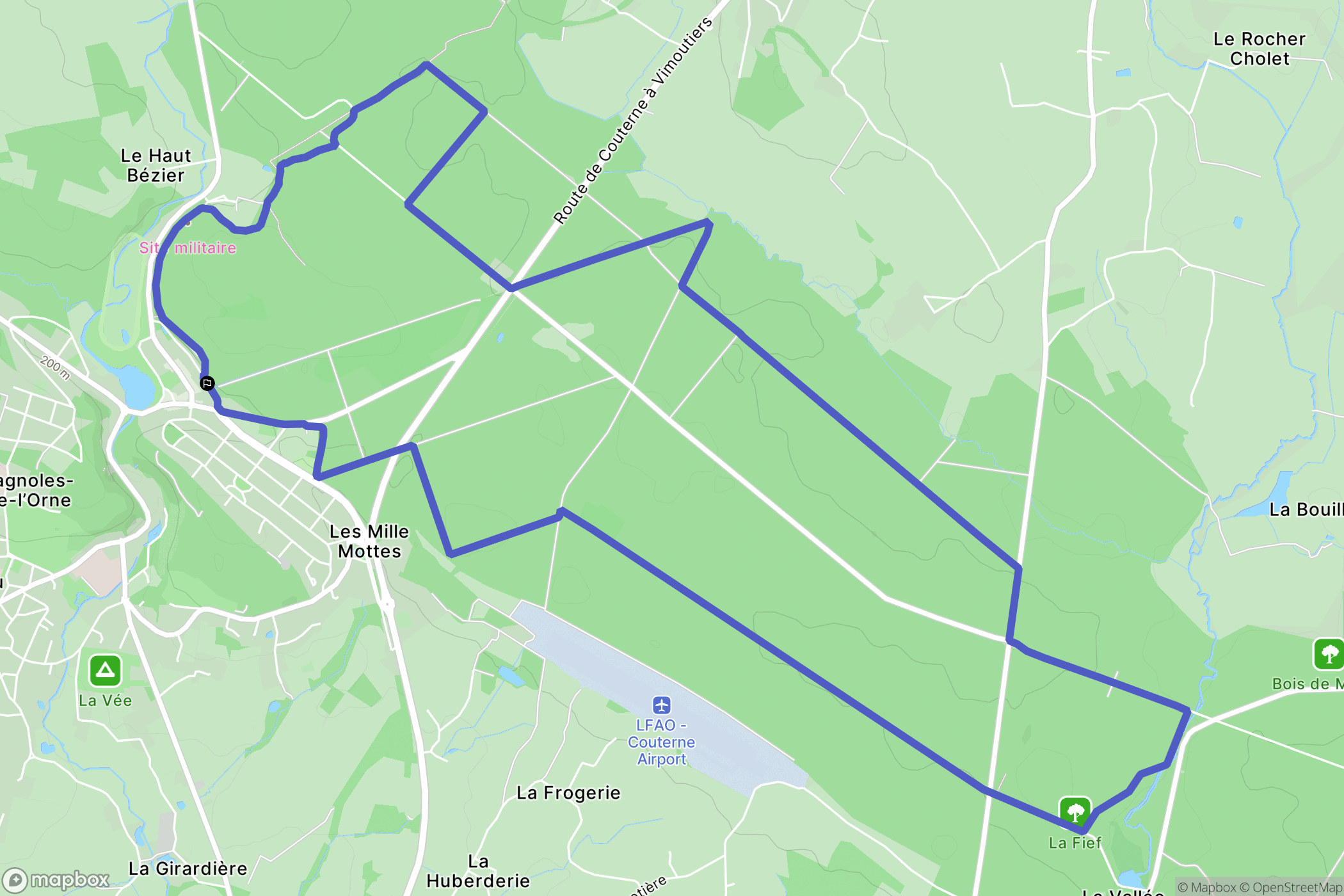 Bagnoles-de-l'Orne : carte du parcours de randonnée - France