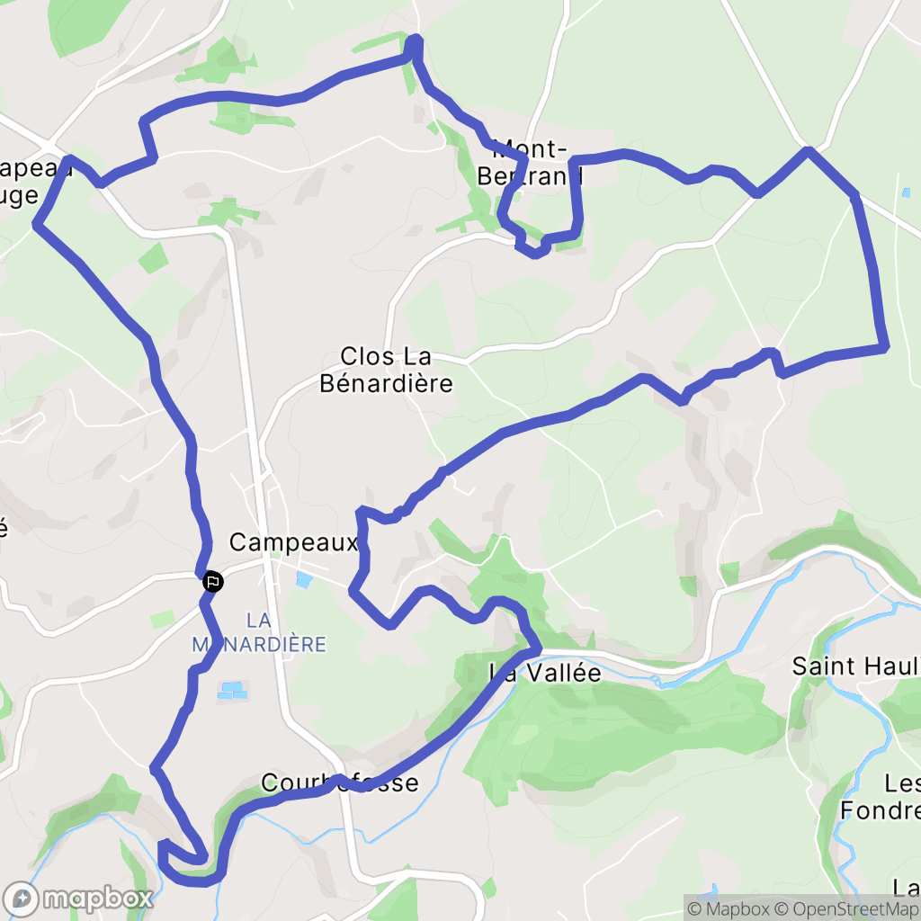 Campeaux : carte du parcours de randonnée - France