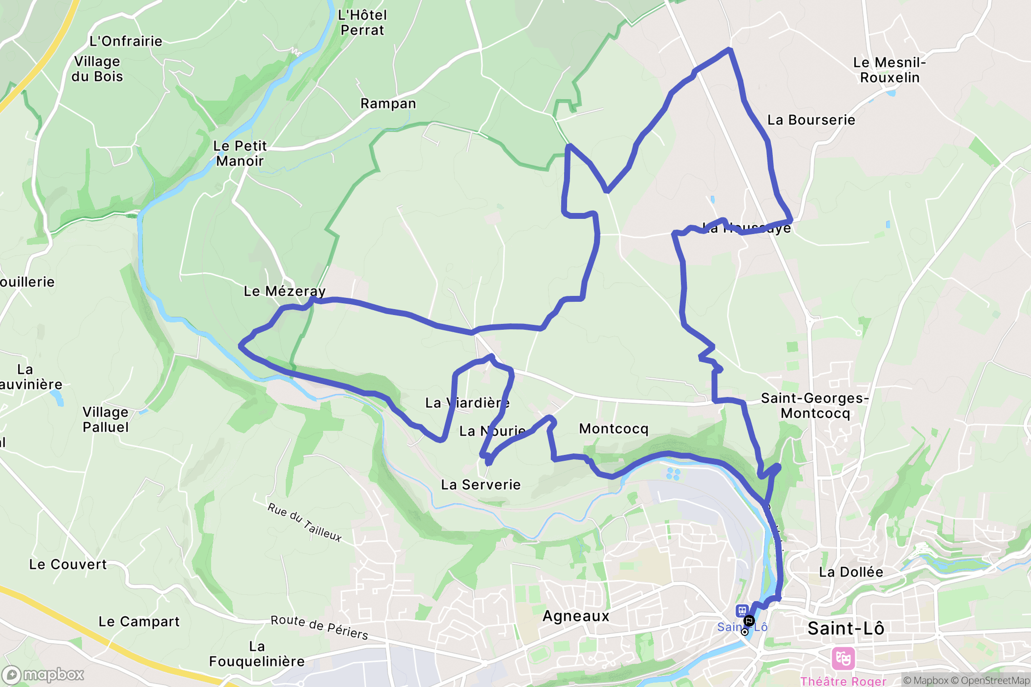 Saint Lô : carte du parcours de randonnée - France