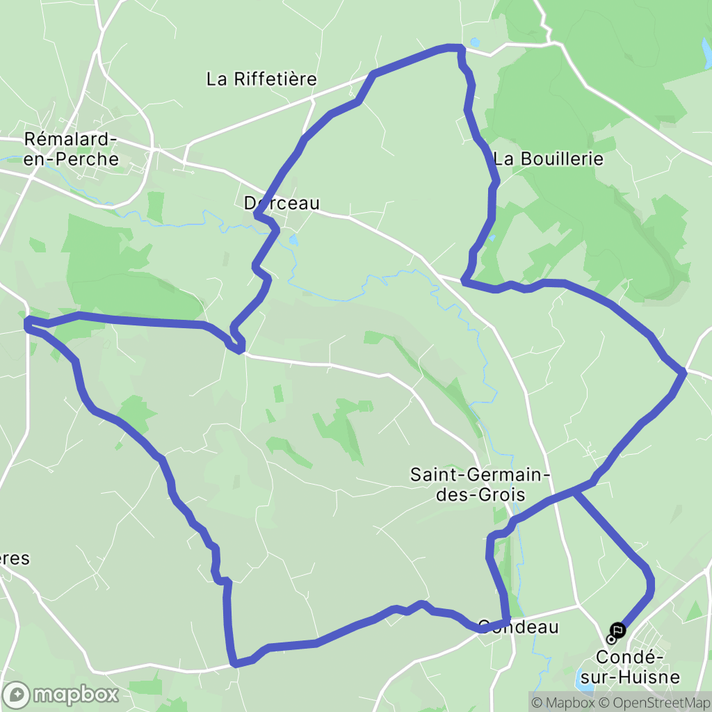Condé sur Huisne : carte du parcours de randonnée - France