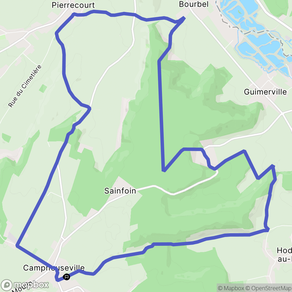 Campneuseville : carte du parcours de randonnée - France