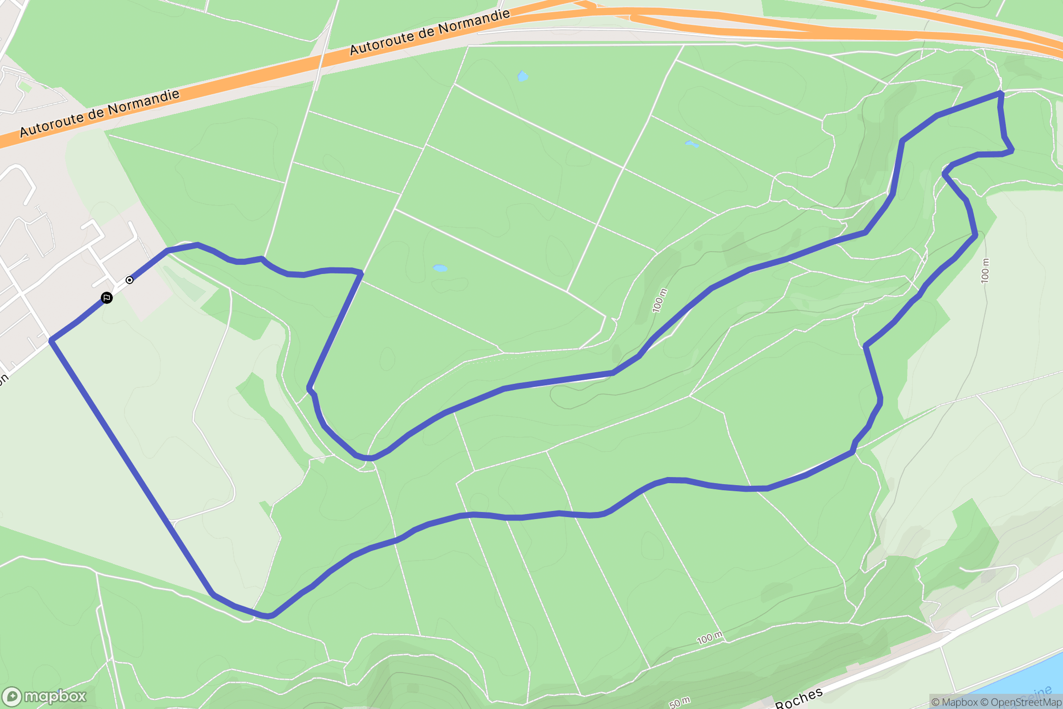 Grand-Couronne : carte du parcours de randonnée - France