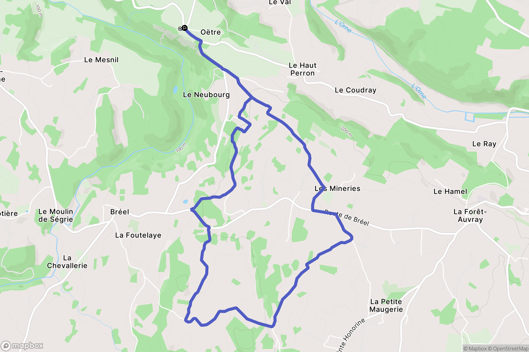 Saint Philibert sur Orne : carte du parcours de randonnée - France