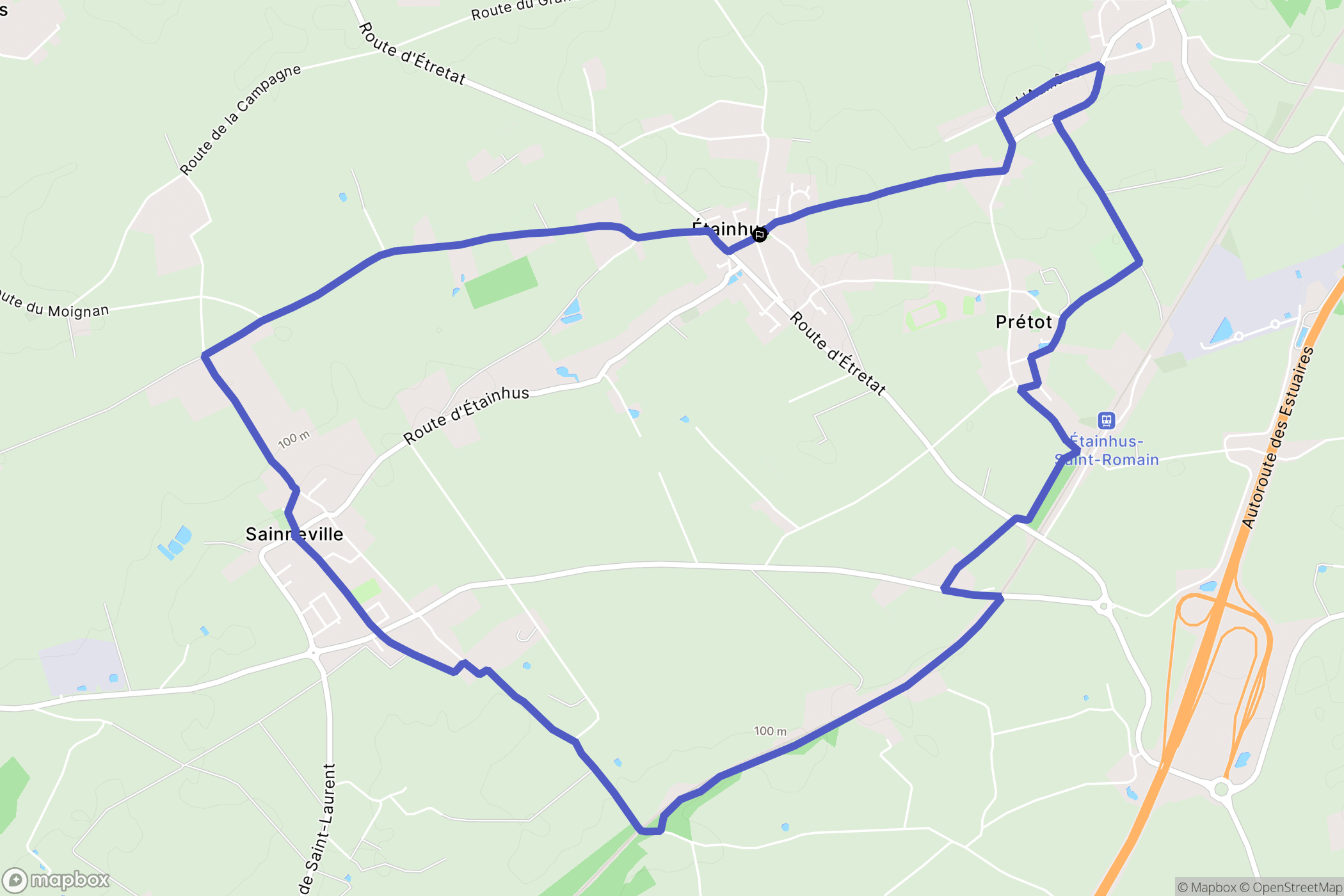 Etainhus : carte du parcours de randonnée - France