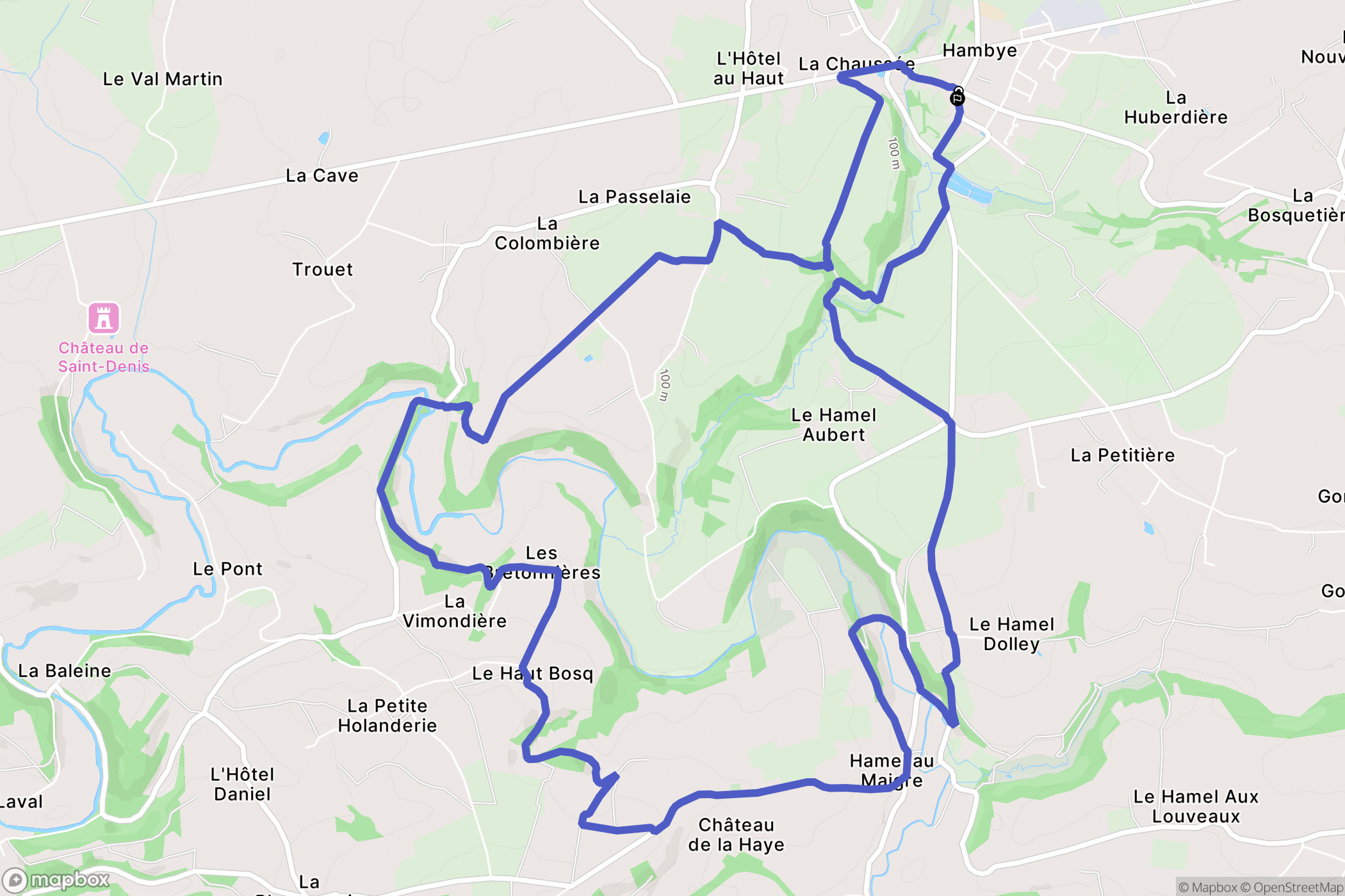 Hambye : carte du parcours de randonnée - France