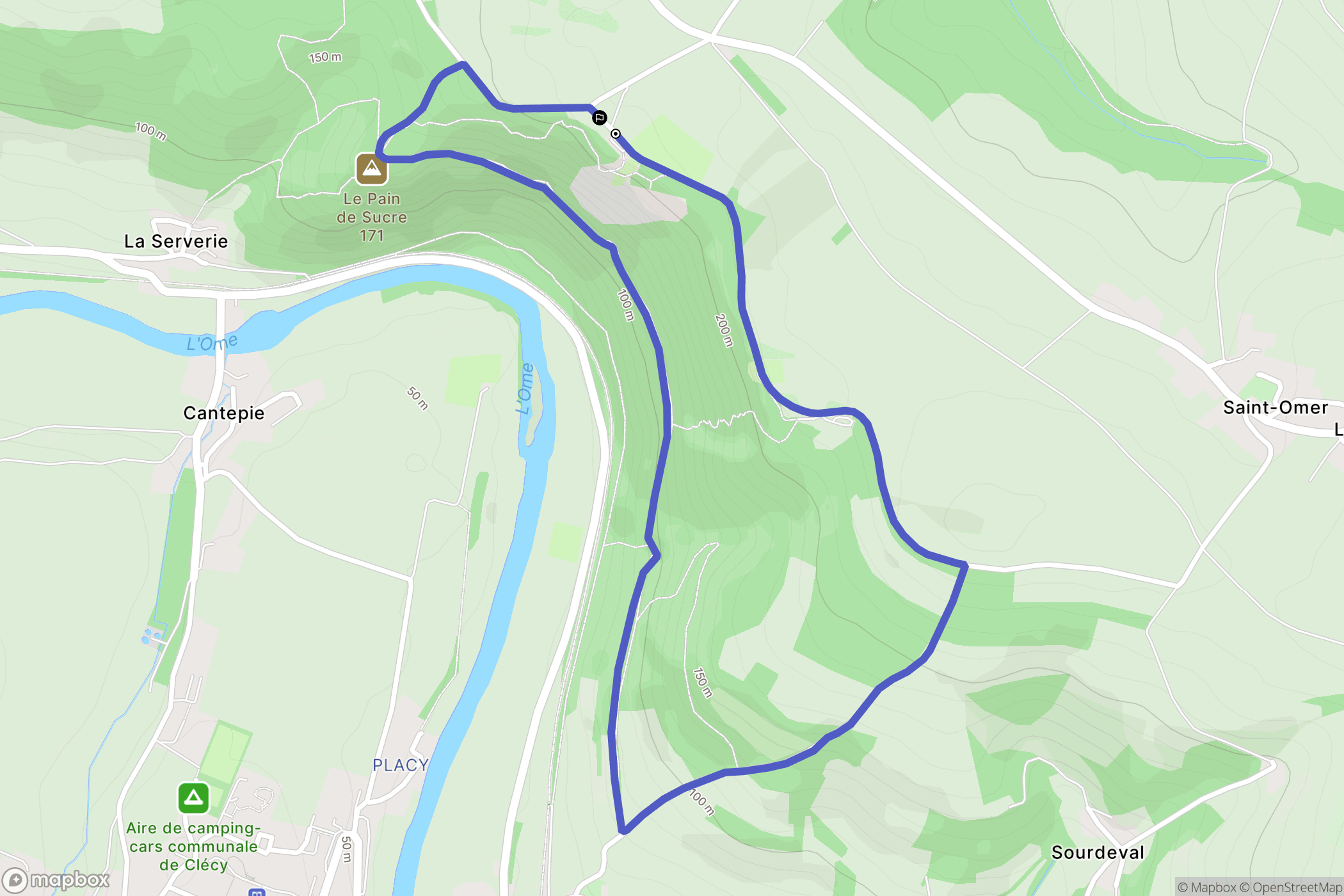 Clécy : carte du parcours de randonnée - France