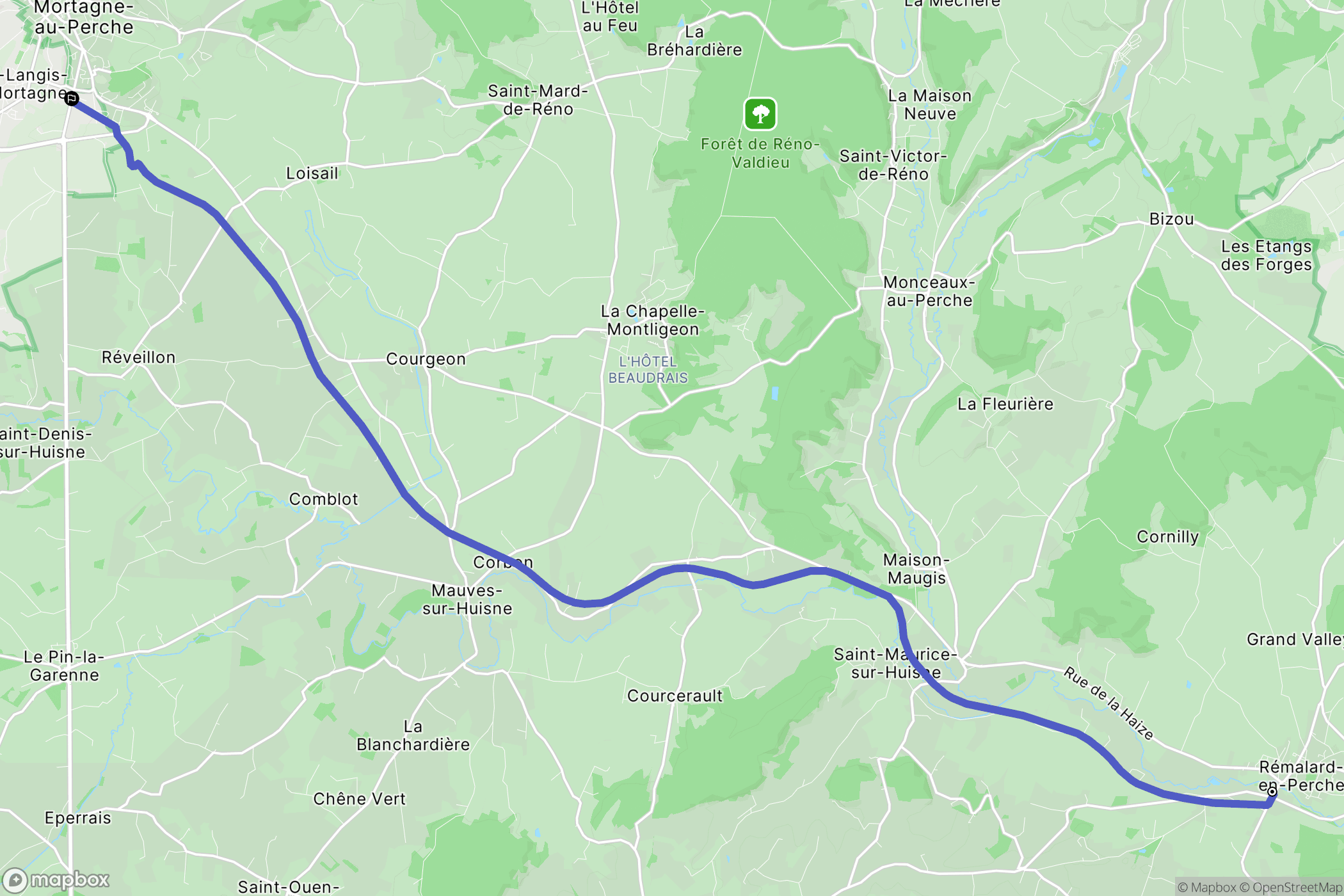 Rémalard : carte du parcours de randonnée - France