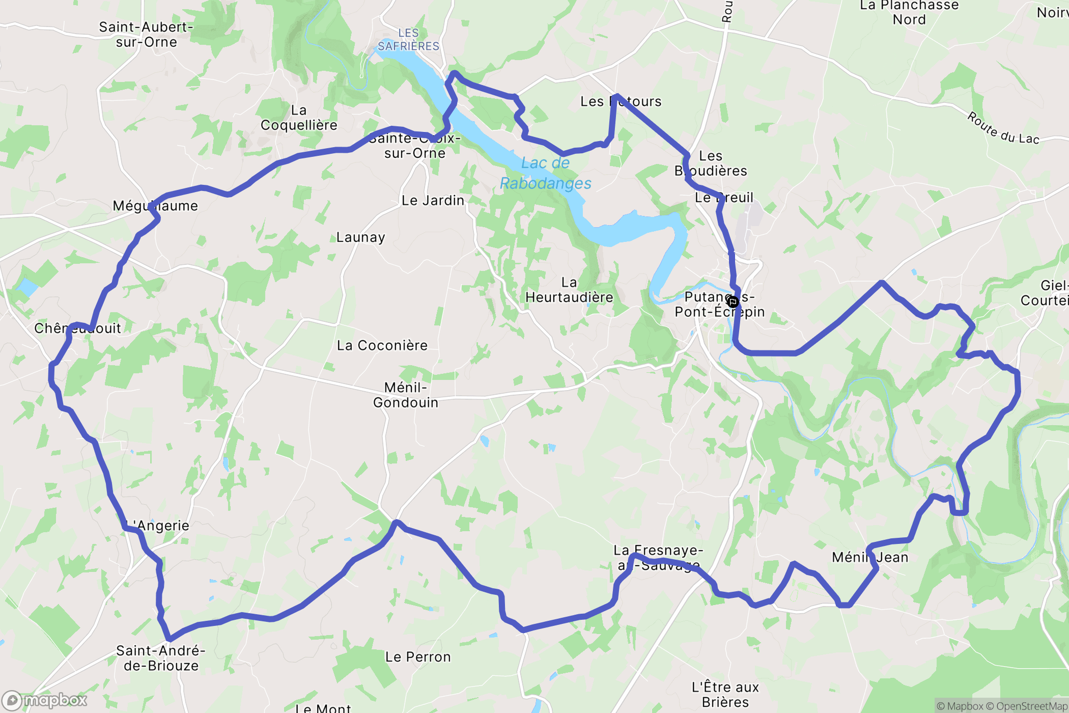 Putanges-le-Lac (Putanges-Pont-Écrepin) : carte du parcours de randonnée - France