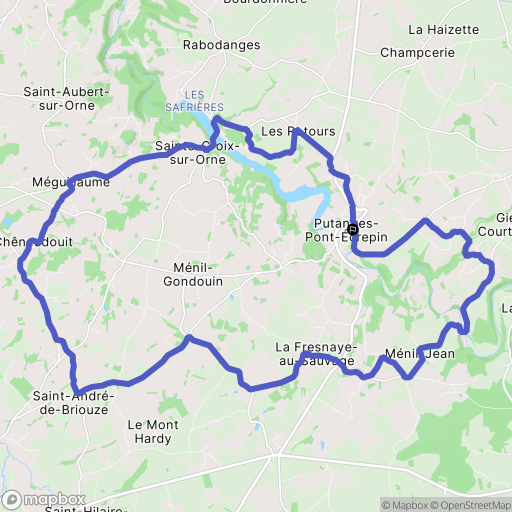 Putanges-le-Lac (Putanges-Pont-Écrepin) : carte du parcours de randonnée - France