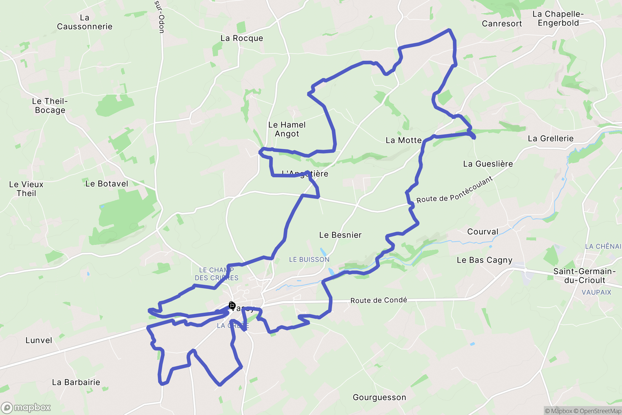 Vassy : carte du parcours de randonnée - France