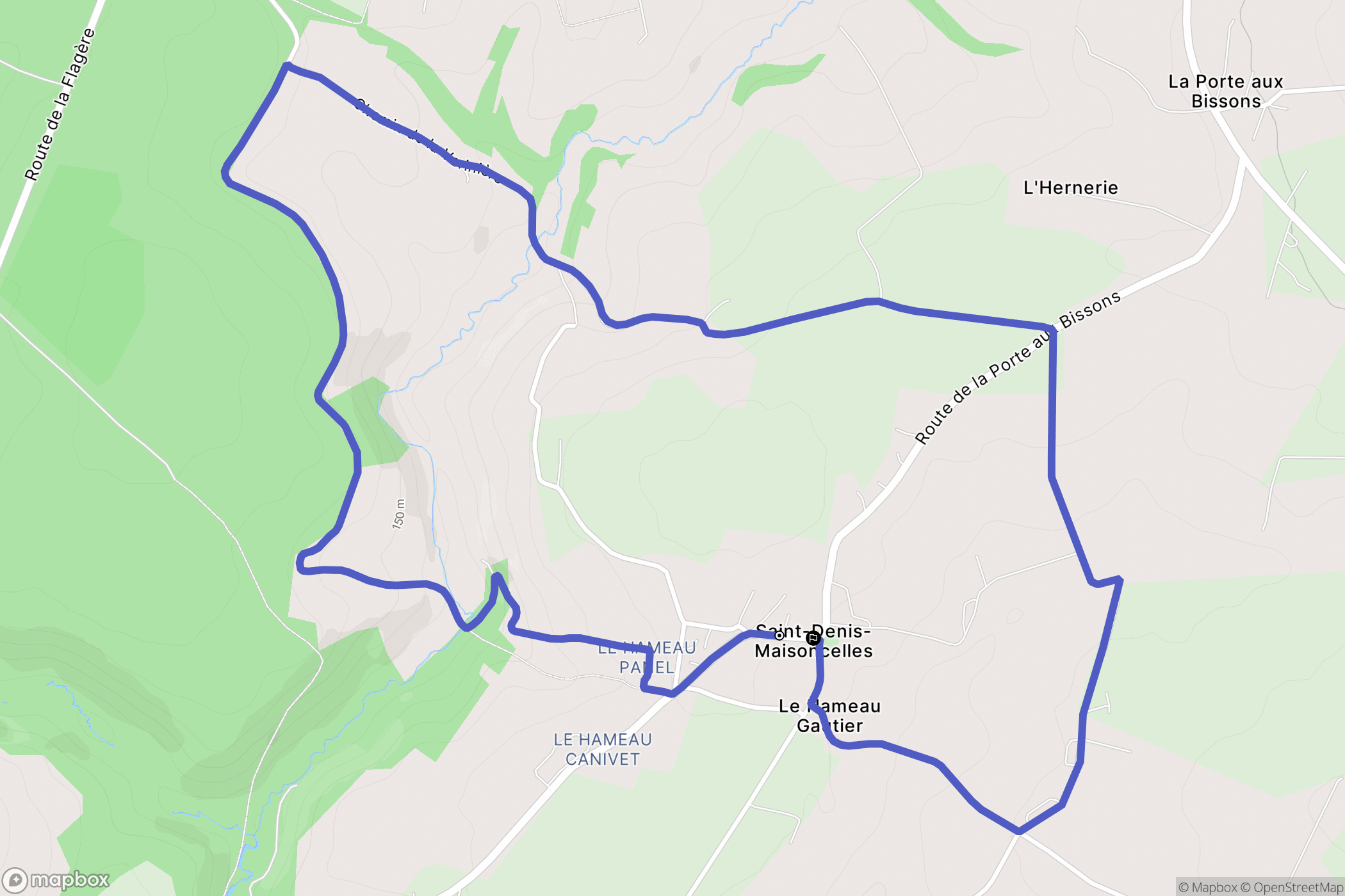Saint-Denis-Maisoncelles : carte du parcours de randonnée - France