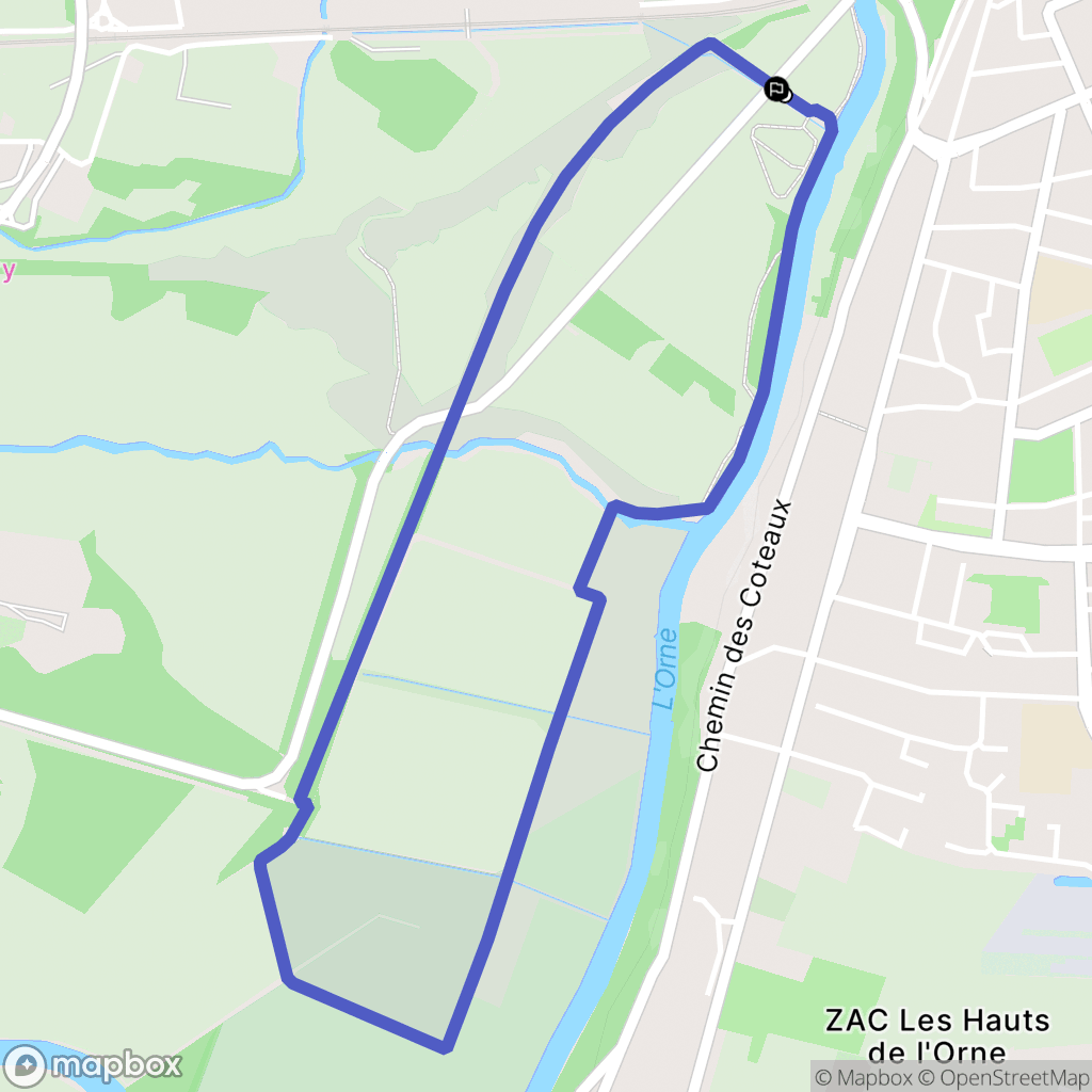 Caen : carte du parcours de randonnée - France