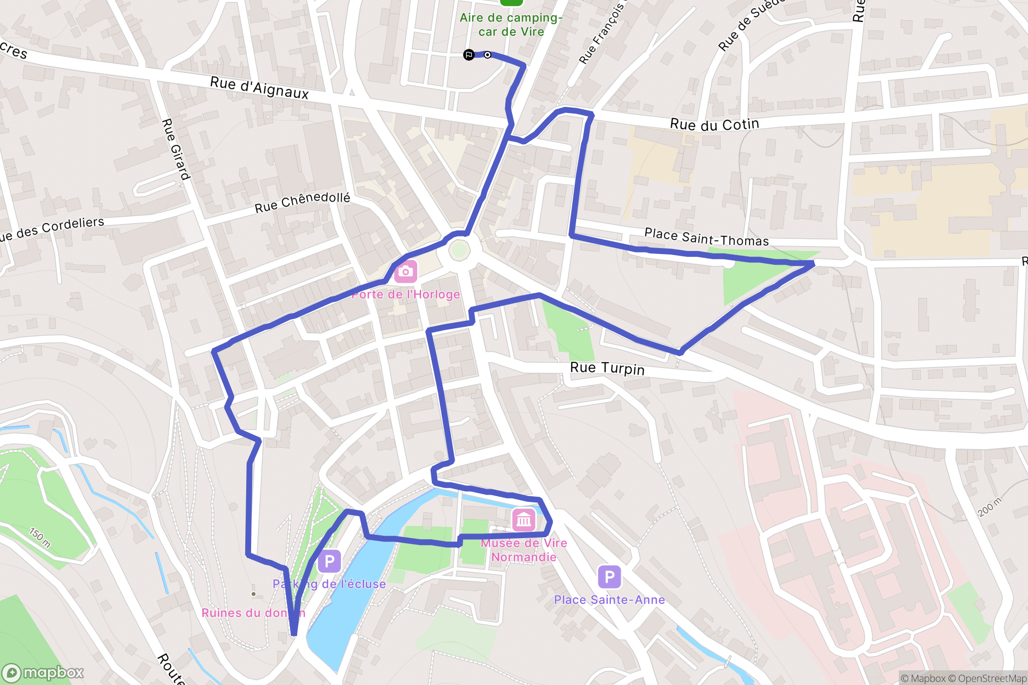 Vire Normandie : carte du parcours de randonnée - France