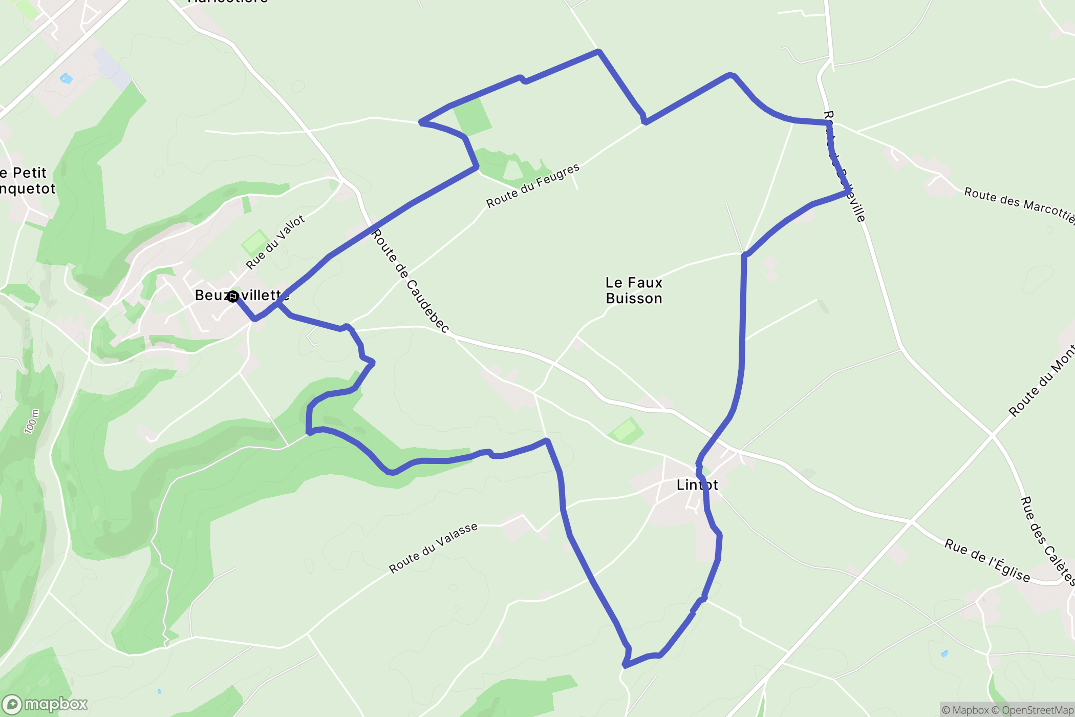Beuzevillette : carte du parcours de randonnée - France
