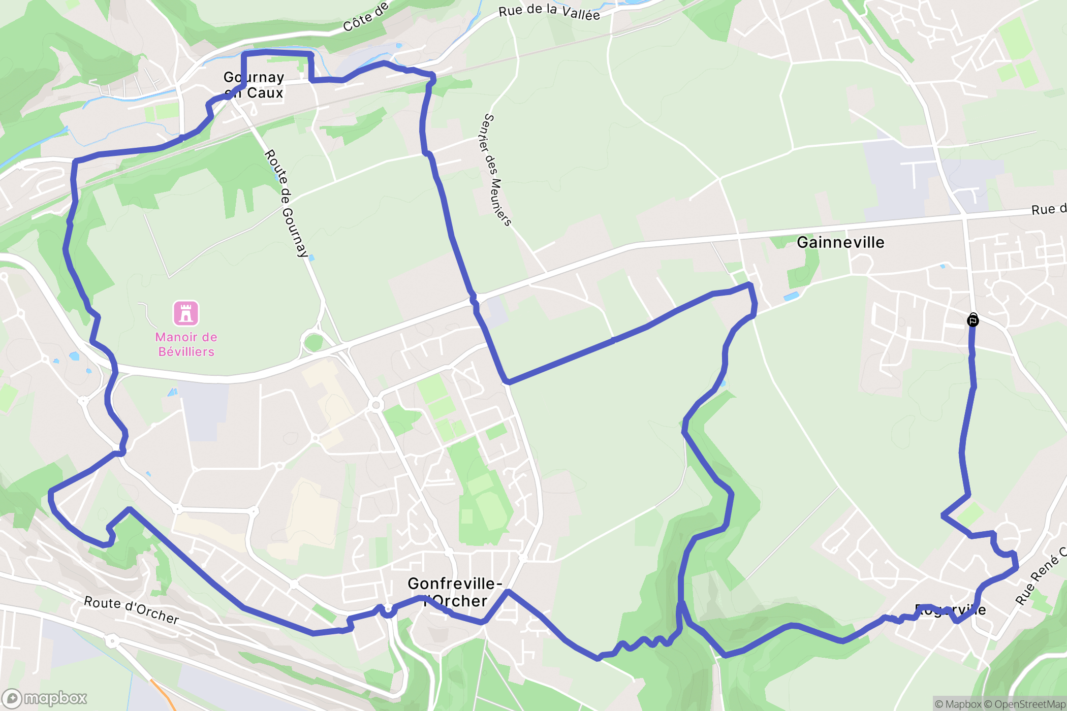Gainneville : carte du parcours de randonnée - France