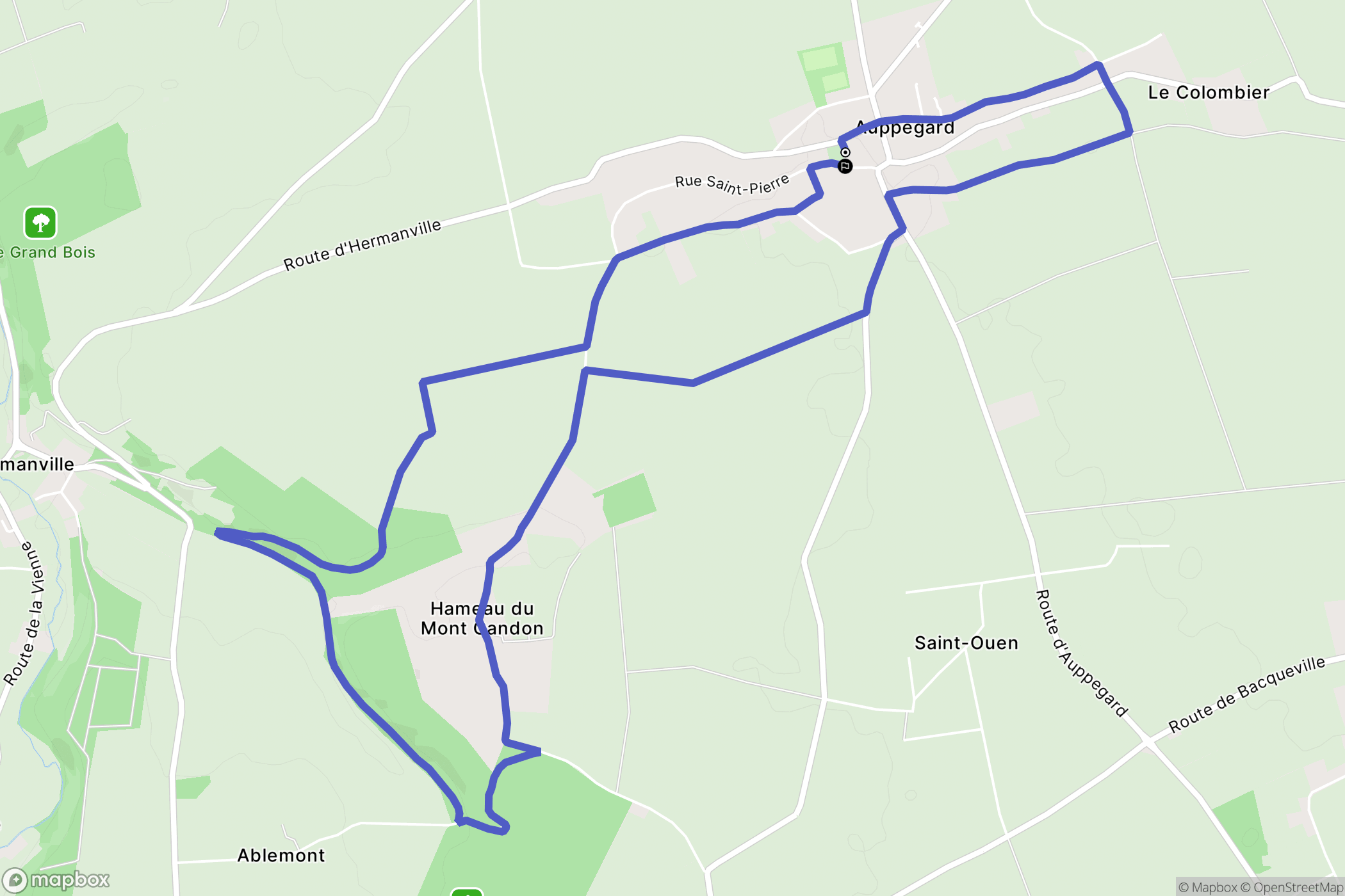 Auppegard : carte du parcours de randonnée - France
