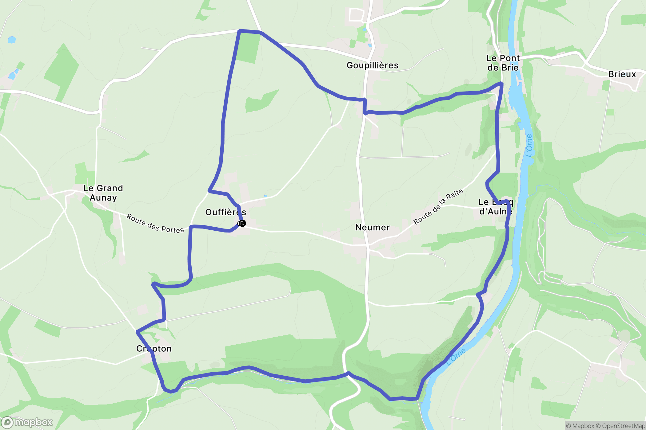 Ouffières : carte du parcours de randonnée - France