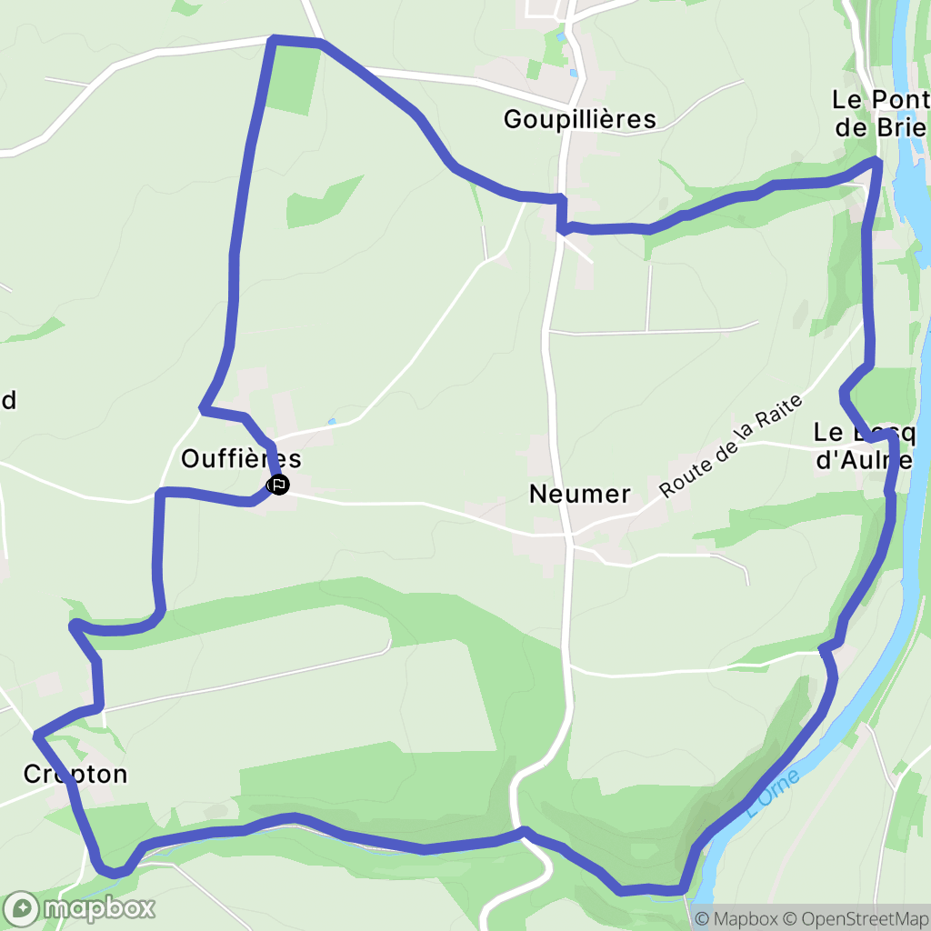 Ouffières : carte du parcours de randonnée - France