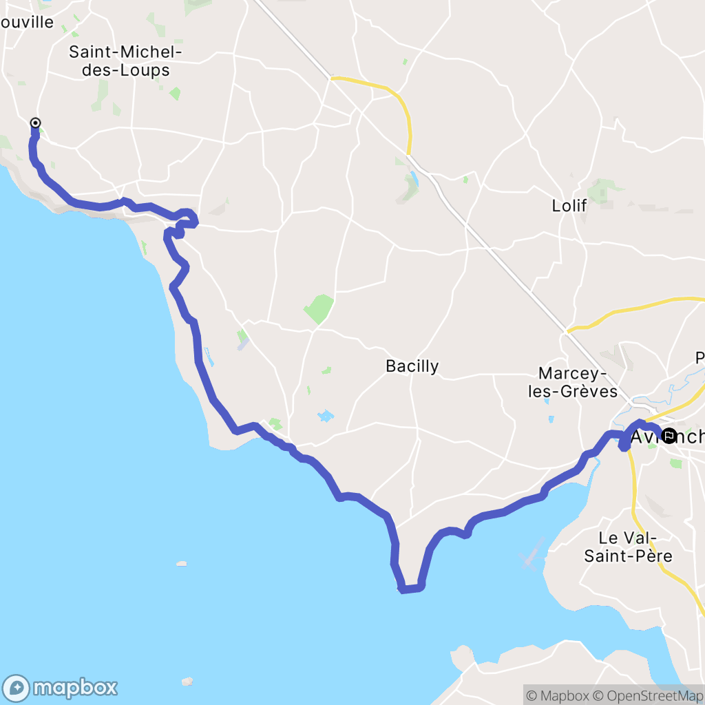 Carolles : carte du parcours de randonnée - France