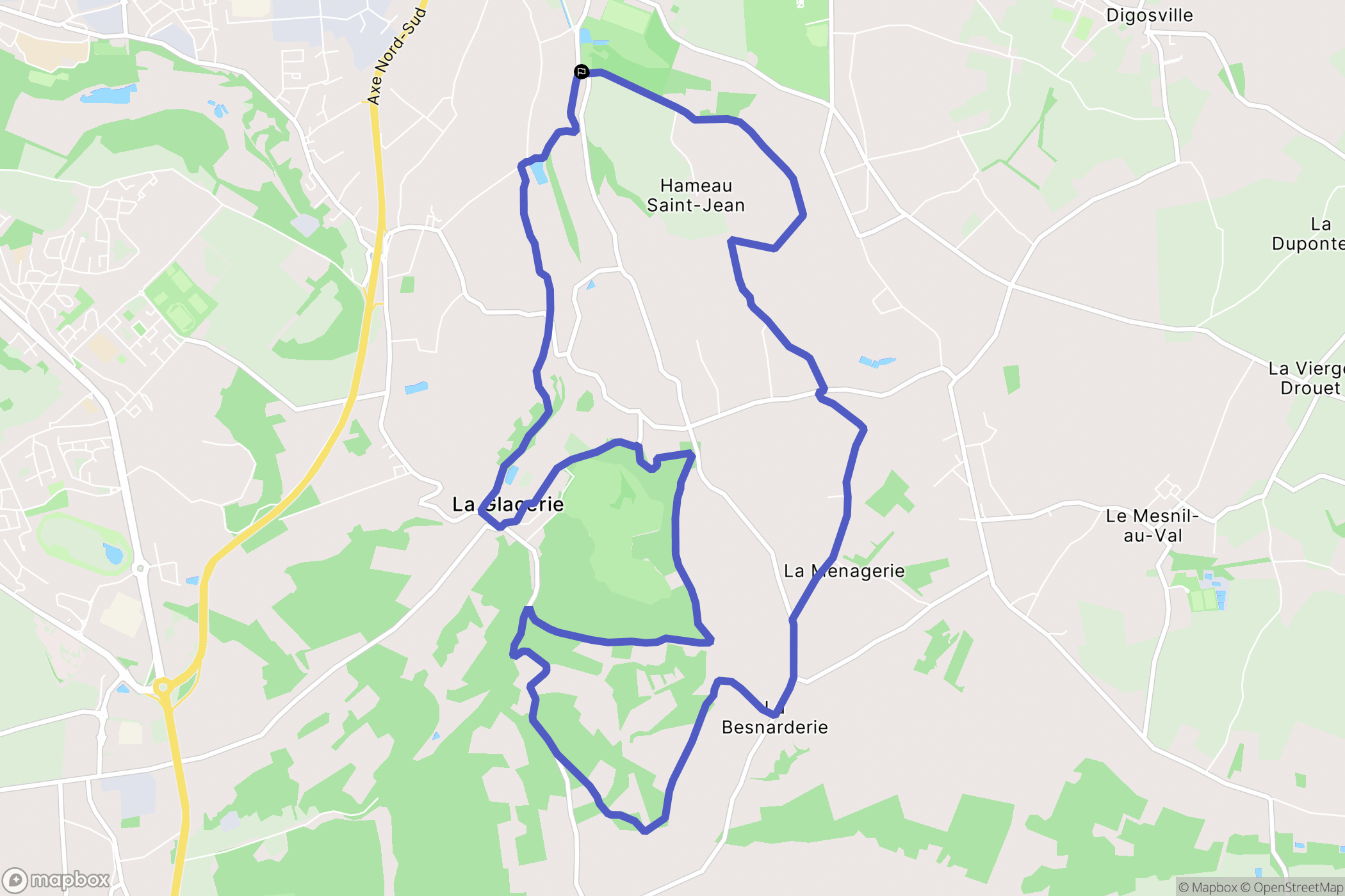 Le Toupin, Tourlaville : carte du parcours de randonnée - France