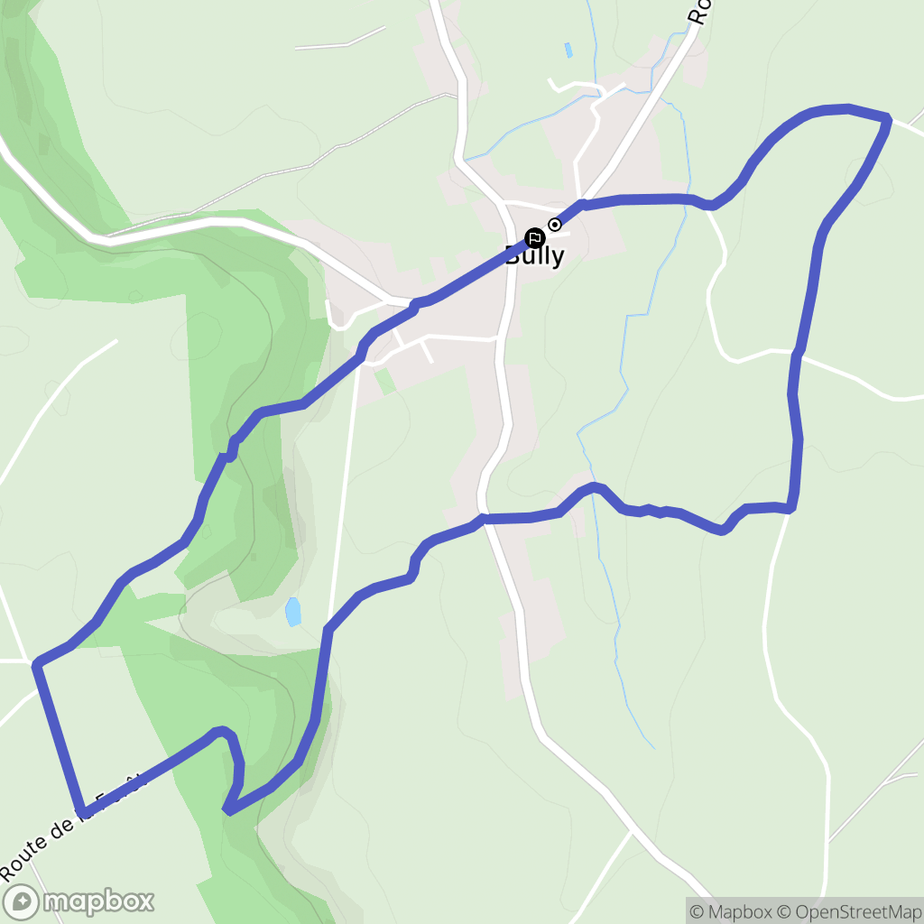 Bully : carte du parcours de randonnée - France