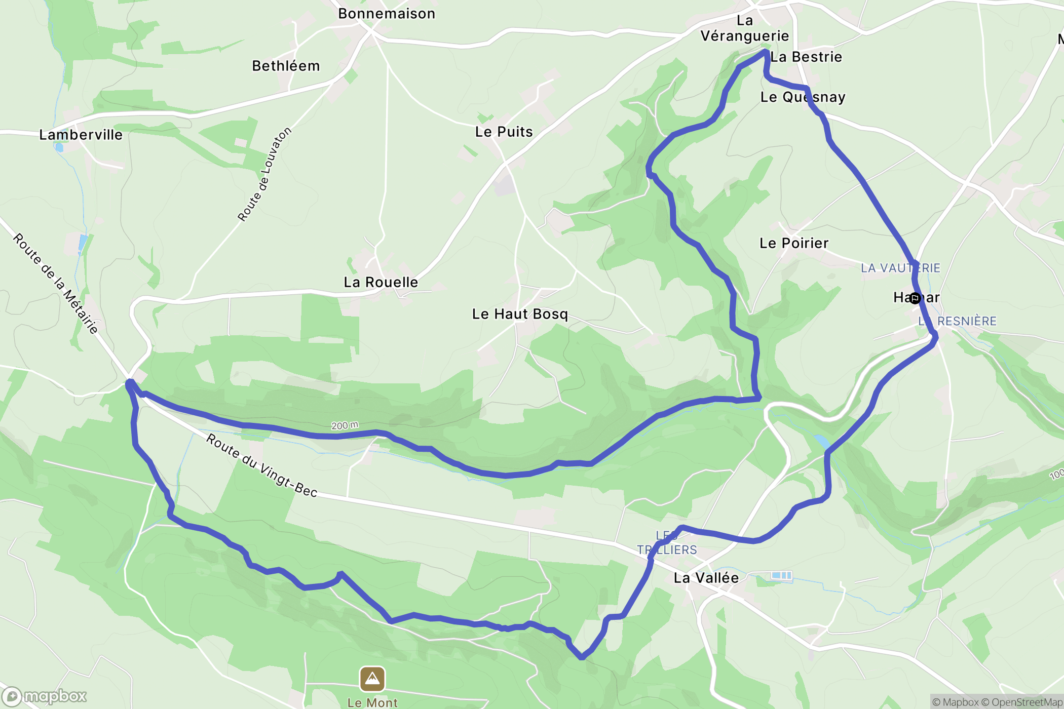 Hamars : carte du parcours de randonnée - France