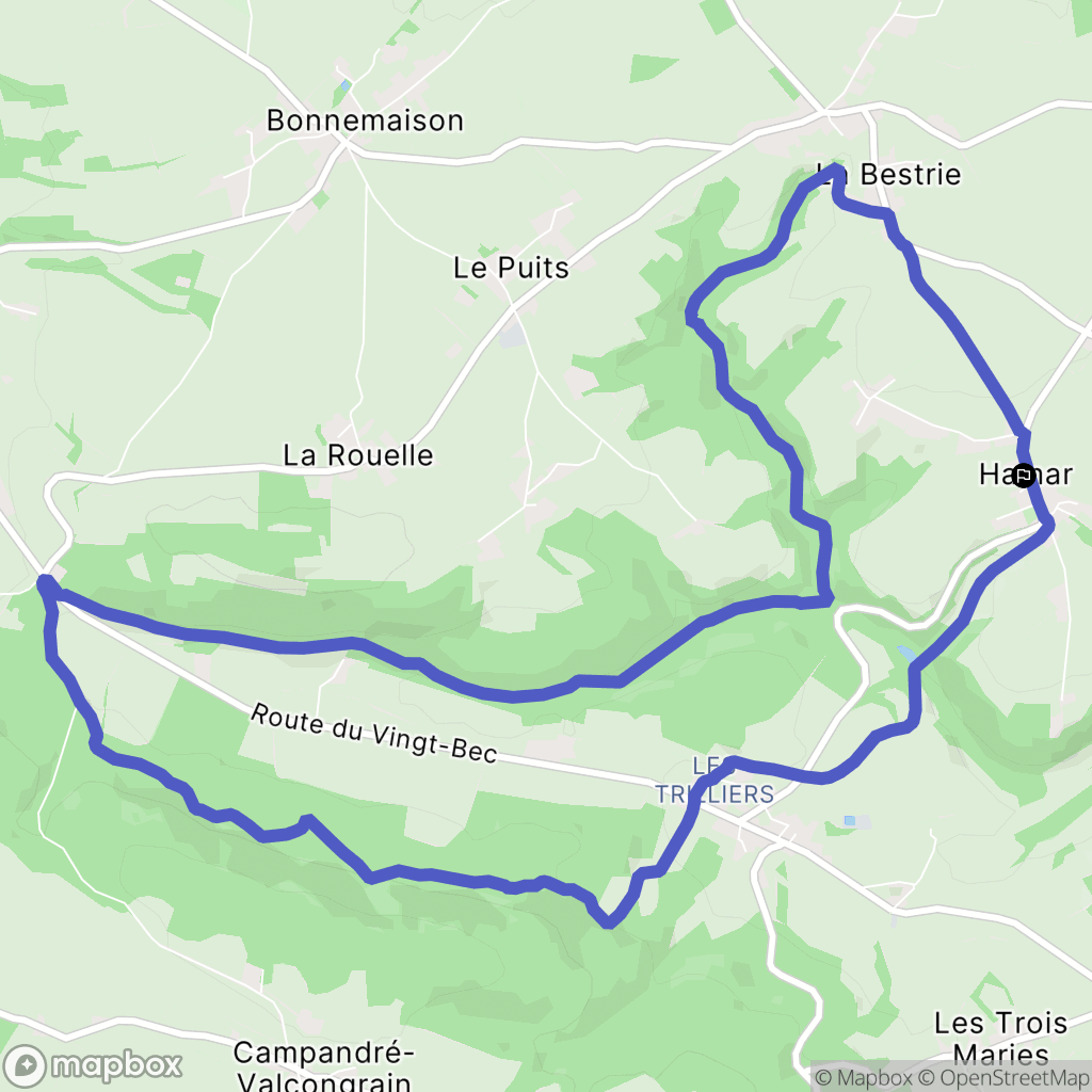 Hamars : carte du parcours de randonnée - France