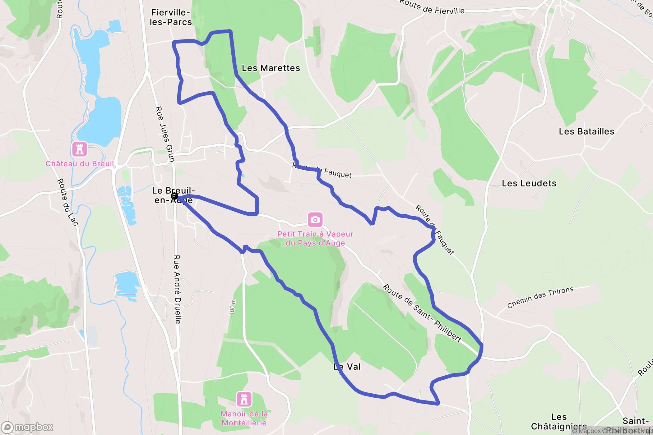 Le-Breuil-en-Auge : carte du parcours de randonnée - France