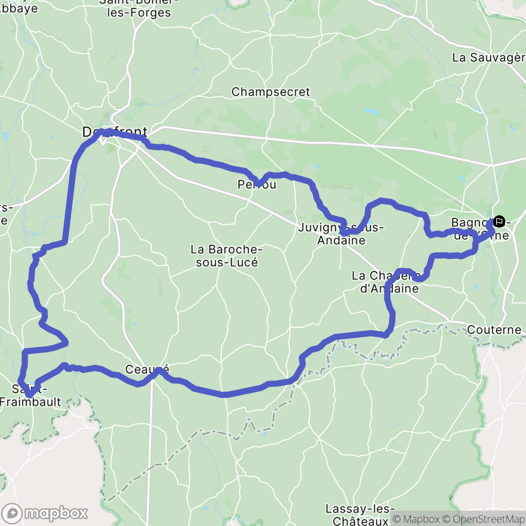 Bagnoles-de-l'Orne : carte du parcours de randonnée - France