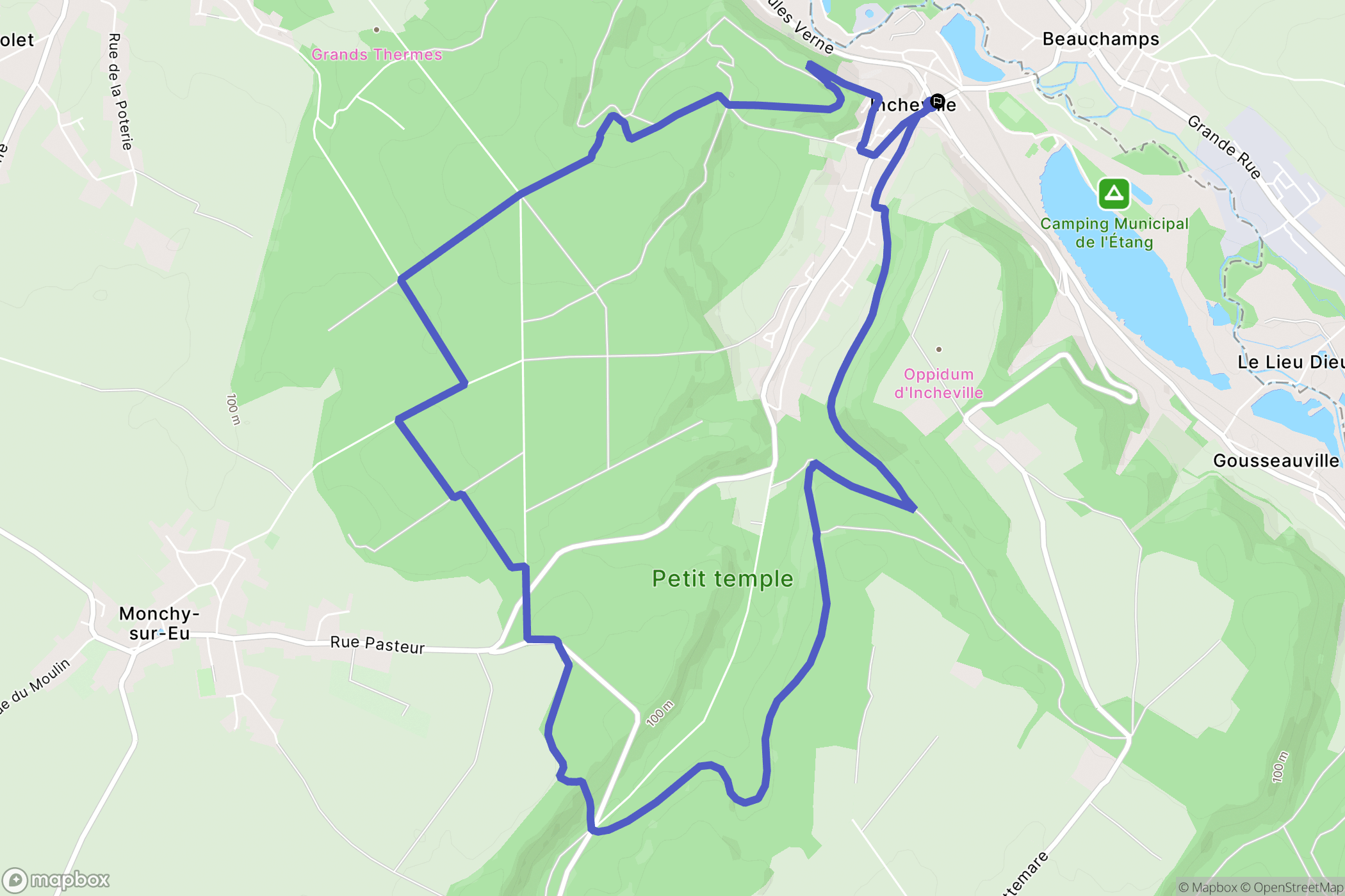 Incheville : carte du parcours de randonnée - France