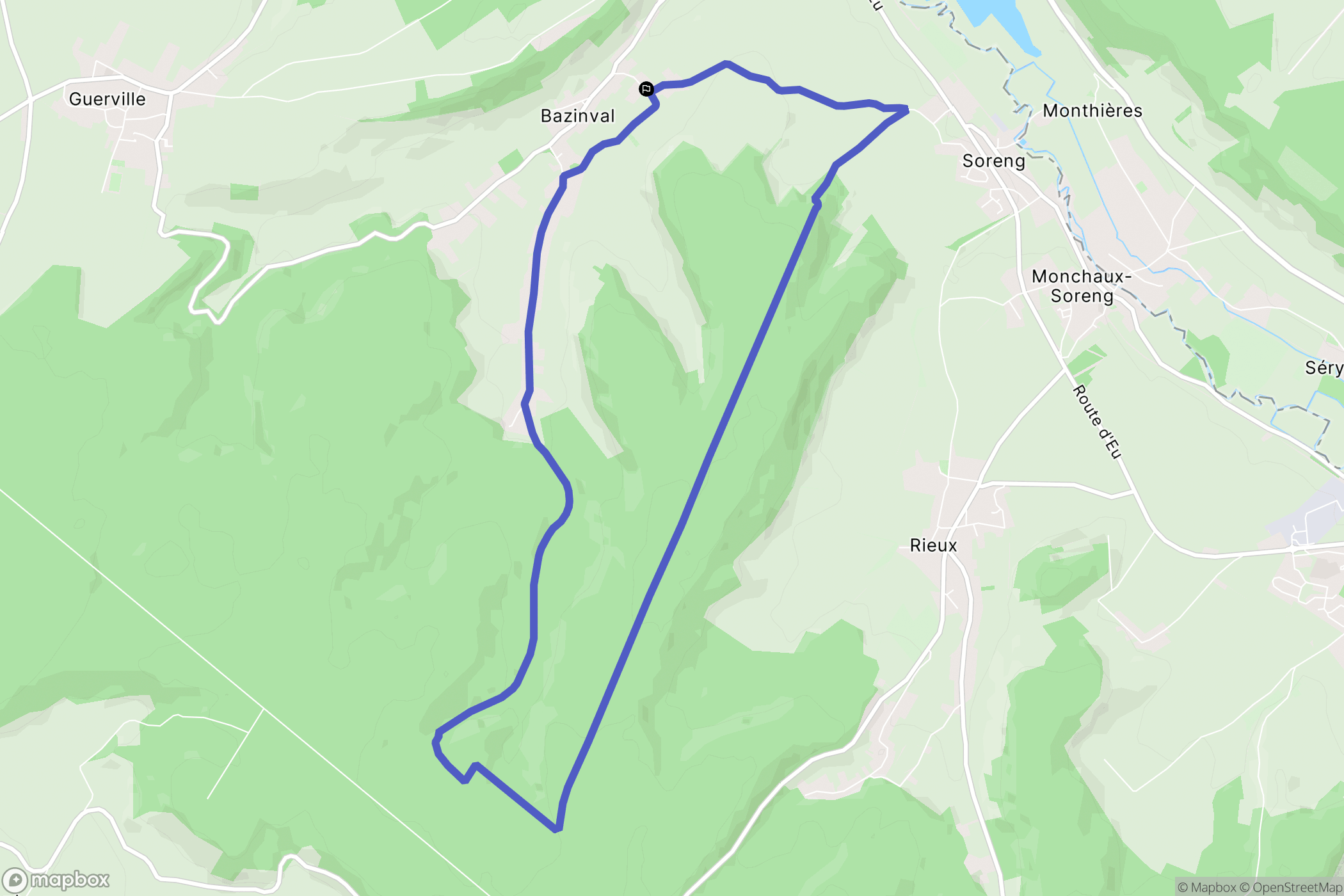 Bazinval : carte du parcours de randonnée - France