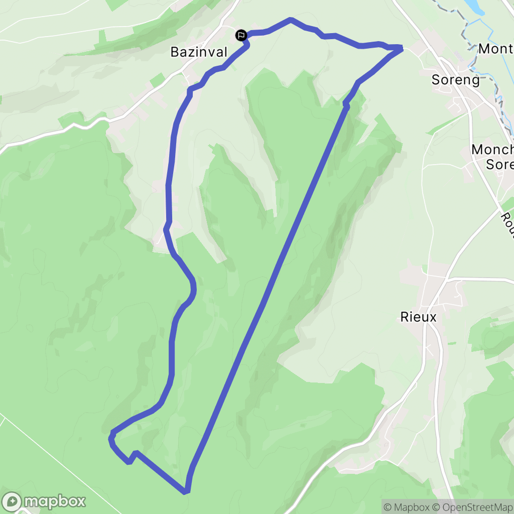 Bazinval : carte du parcours de randonnée - France