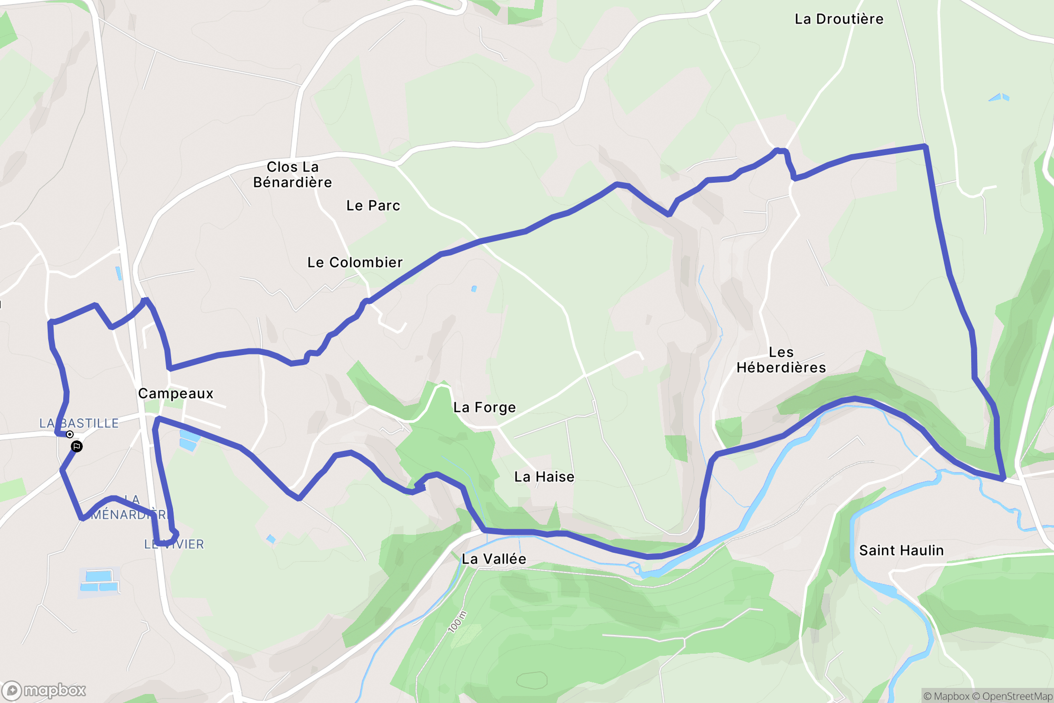 Campeaux : carte du parcours de randonnée - France