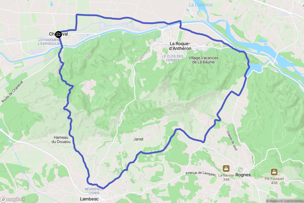 Charleval : carte du parcours de randonnée - France