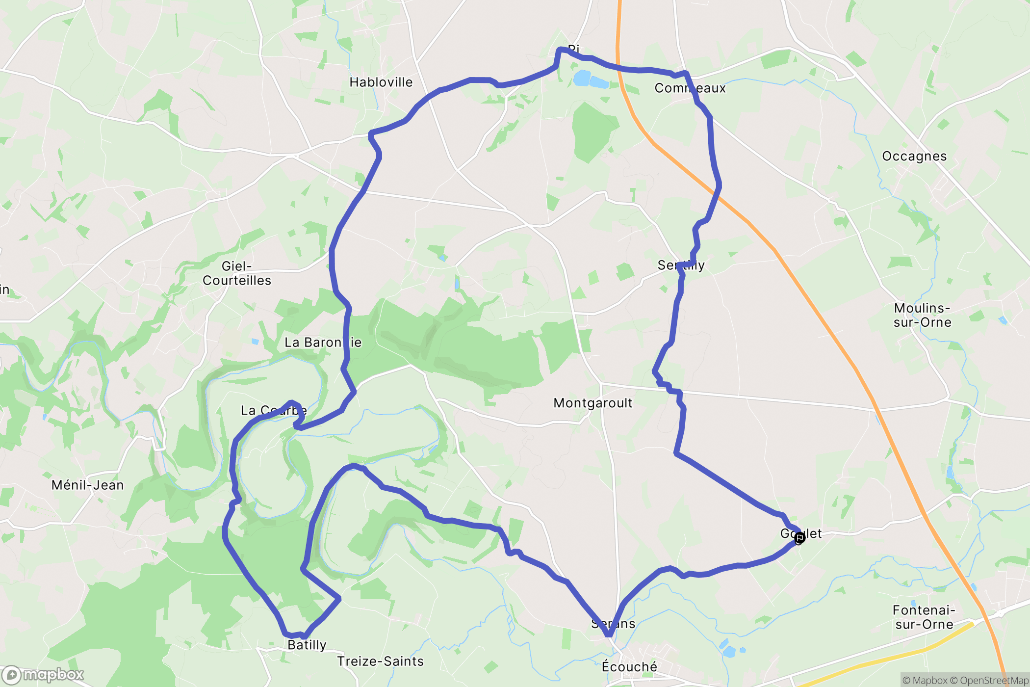 Goulet : carte du parcours de randonnée - France
