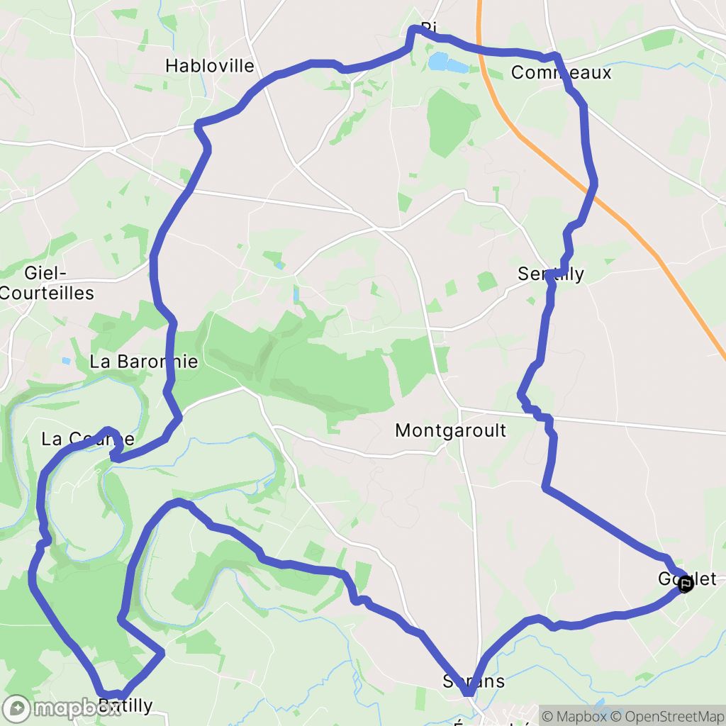 Goulet : carte du parcours de randonnée - France