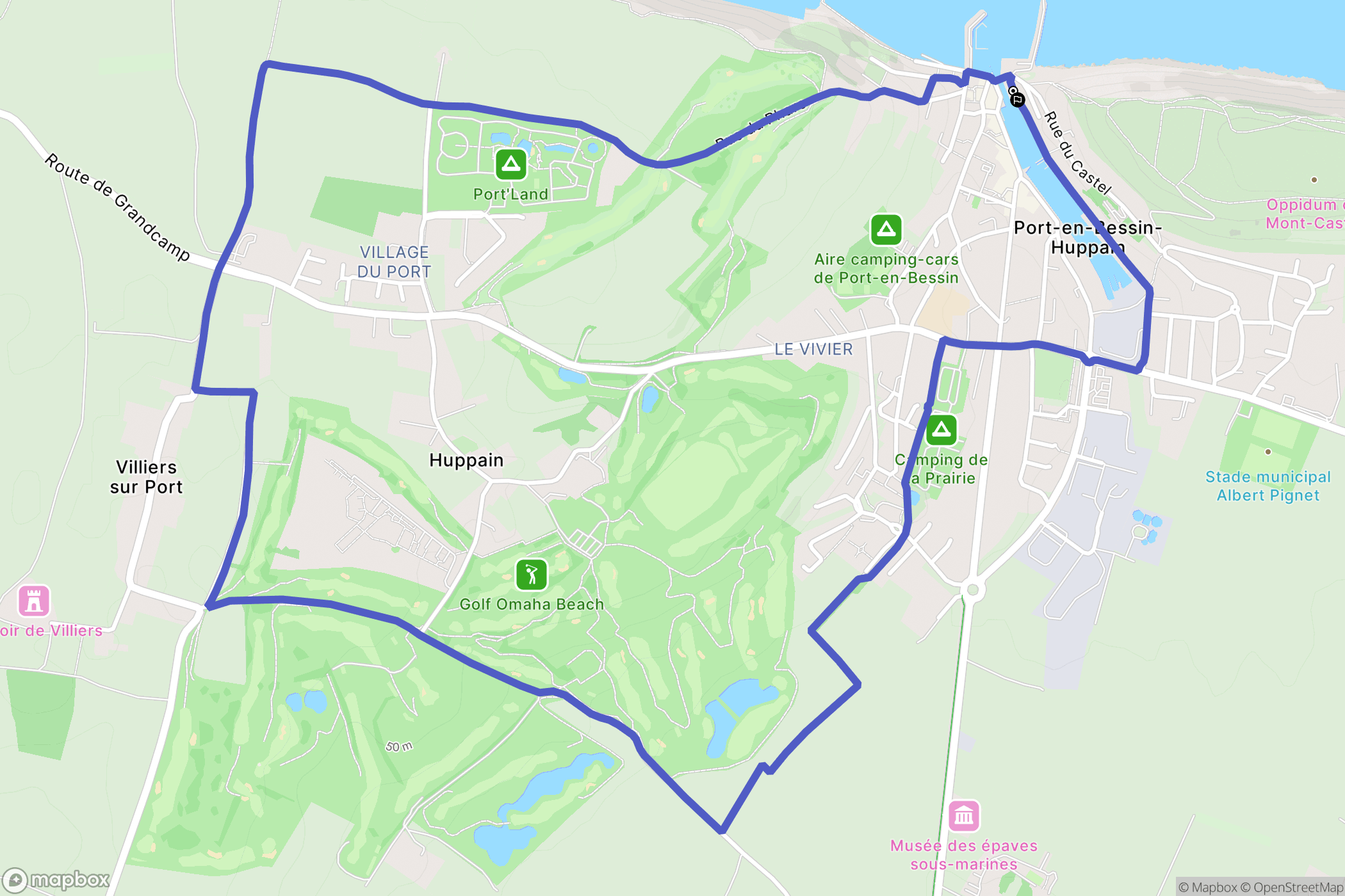 Port-en-Bessin : carte du parcours de randonnée - France