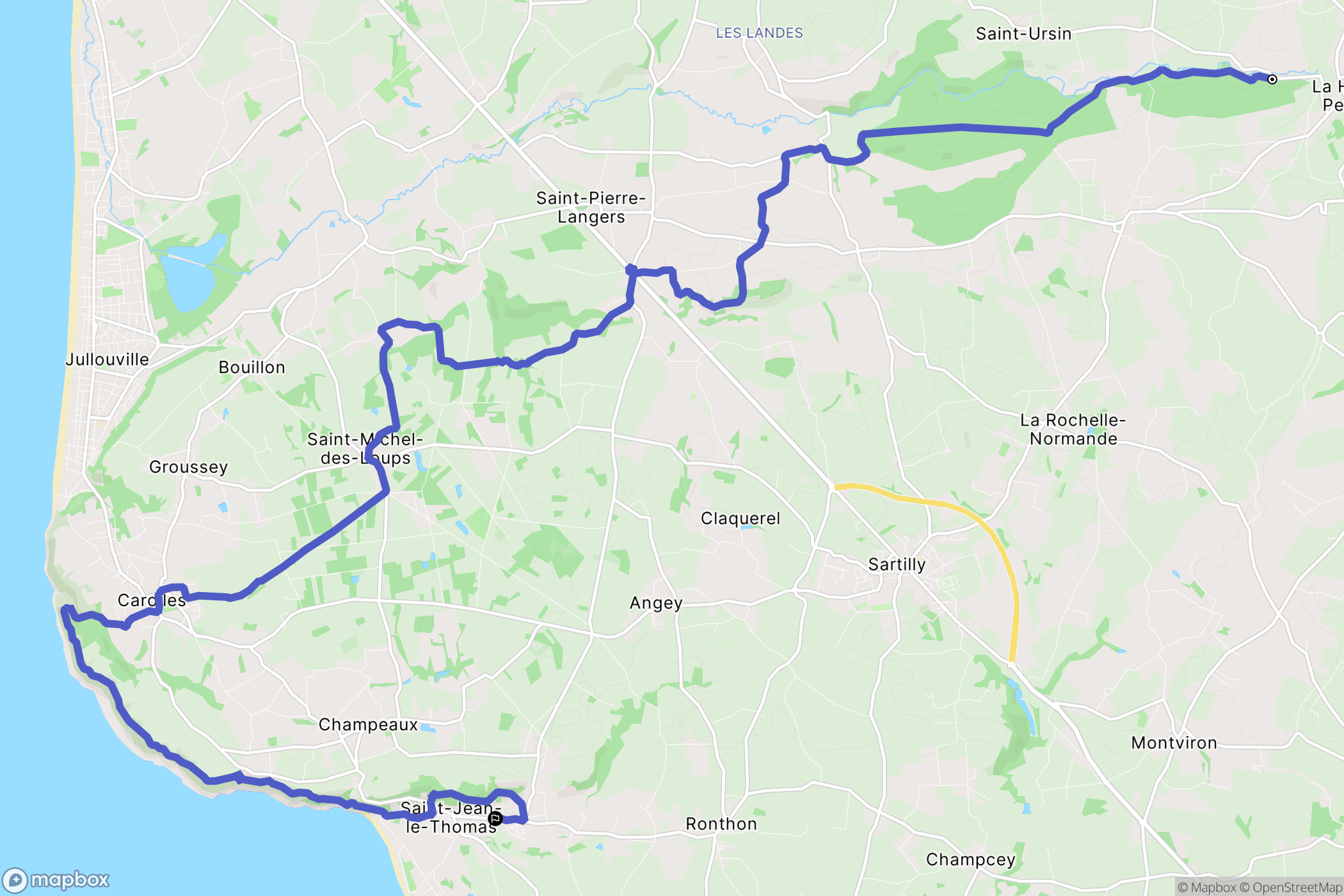 La-Haye-Pesnel : carte du parcours de randonnée - France