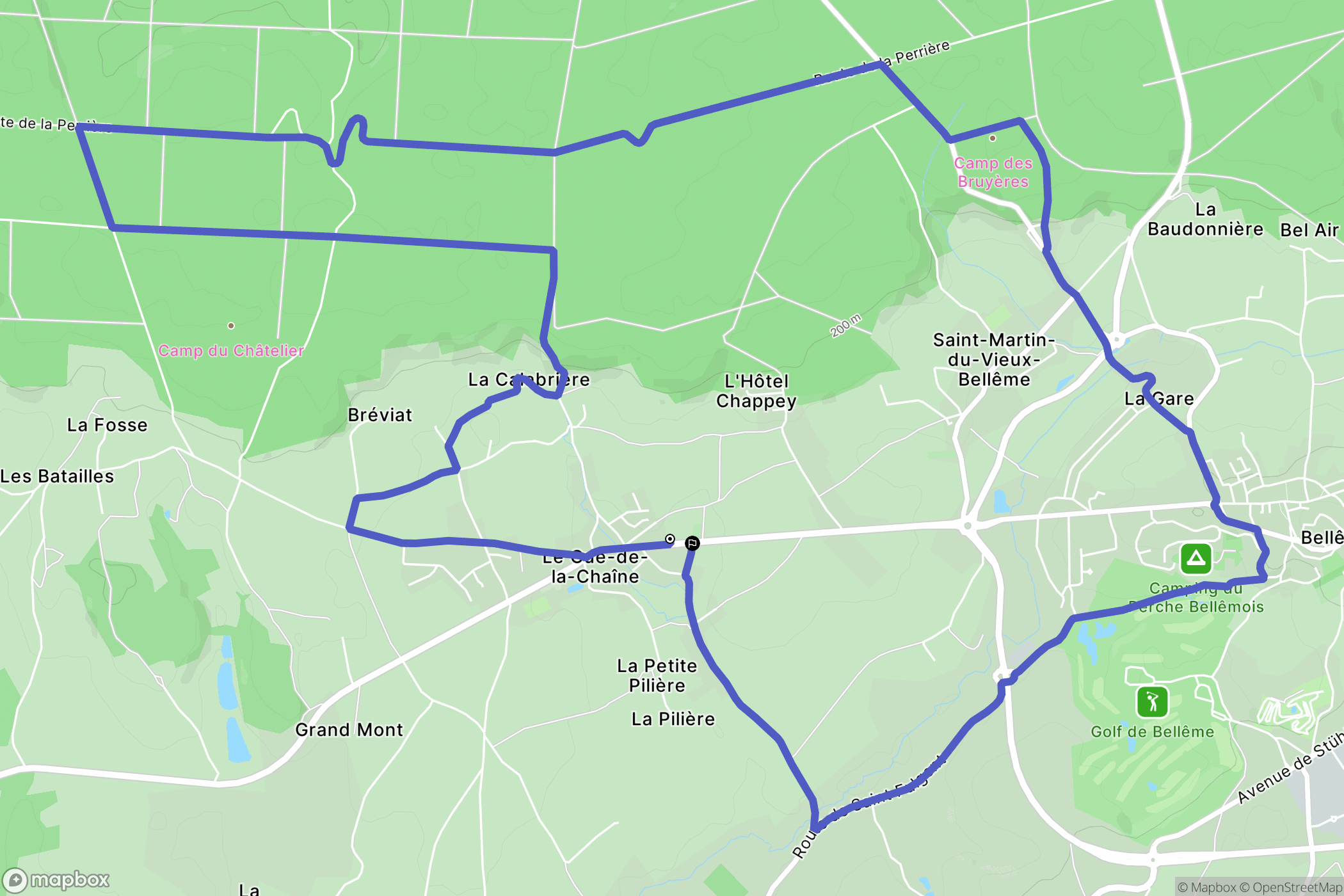 Belforêt-en-Perche (Le Gué-de-la-Chaîne) : carte du parcours de randonnée - France
